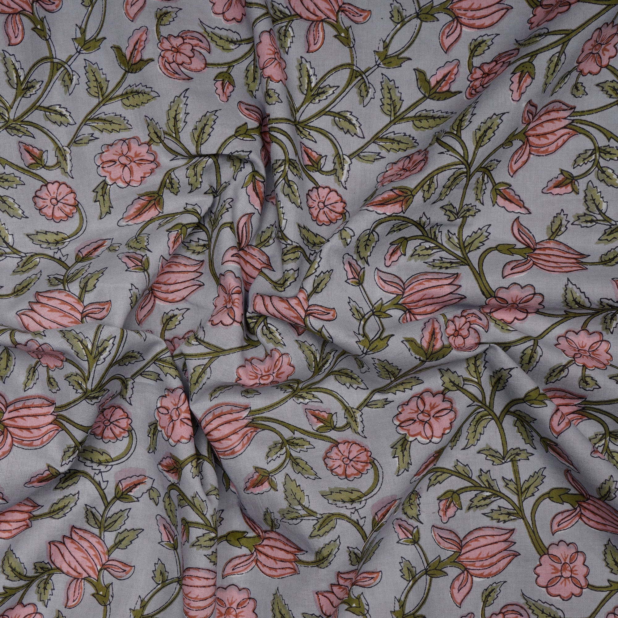 (Pre-Cut 2.20 Mtr) Slate Screen Print Cotton Fabric