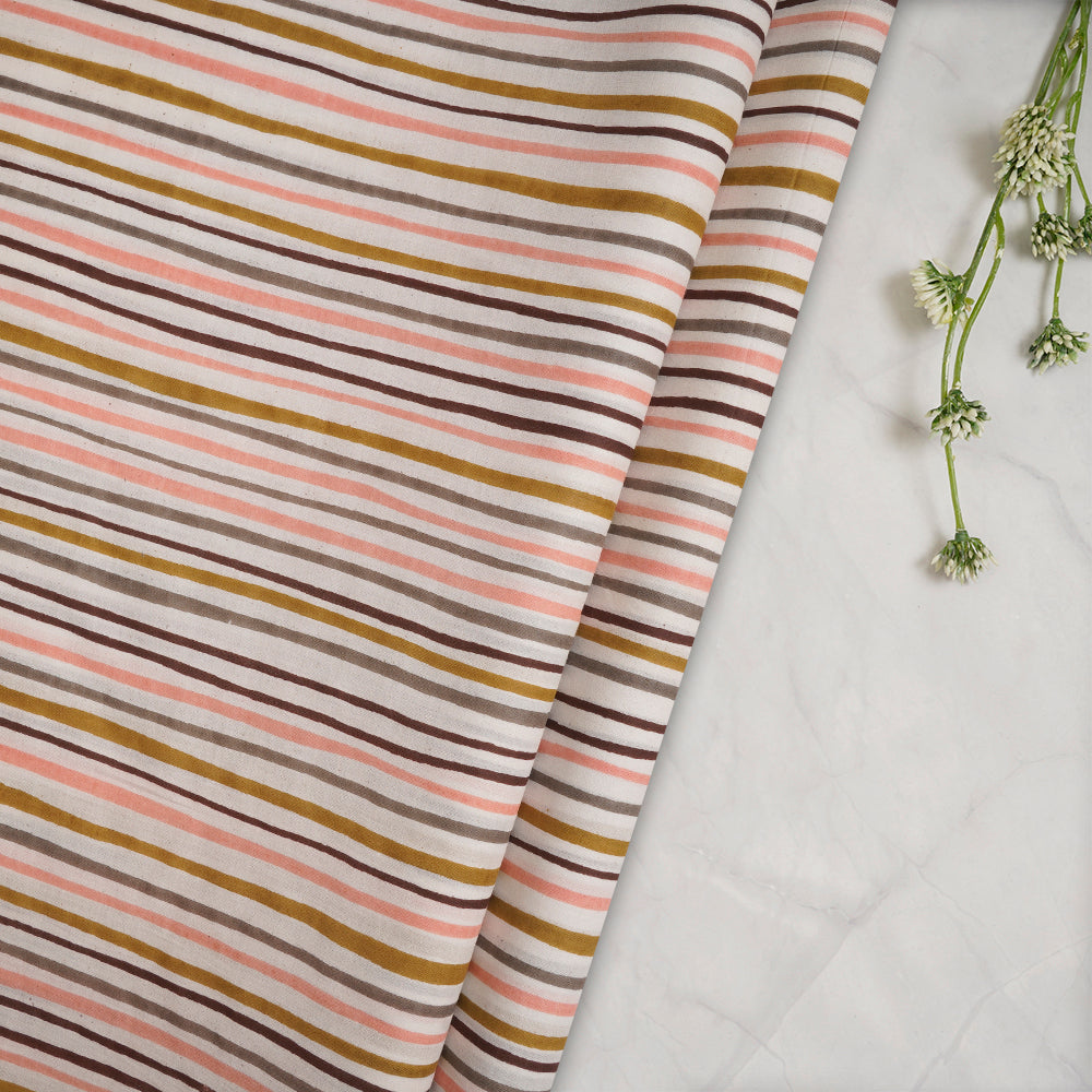 (Pre-Cut 2.40 Mtr )Multi Screen Print Cotton Fabric