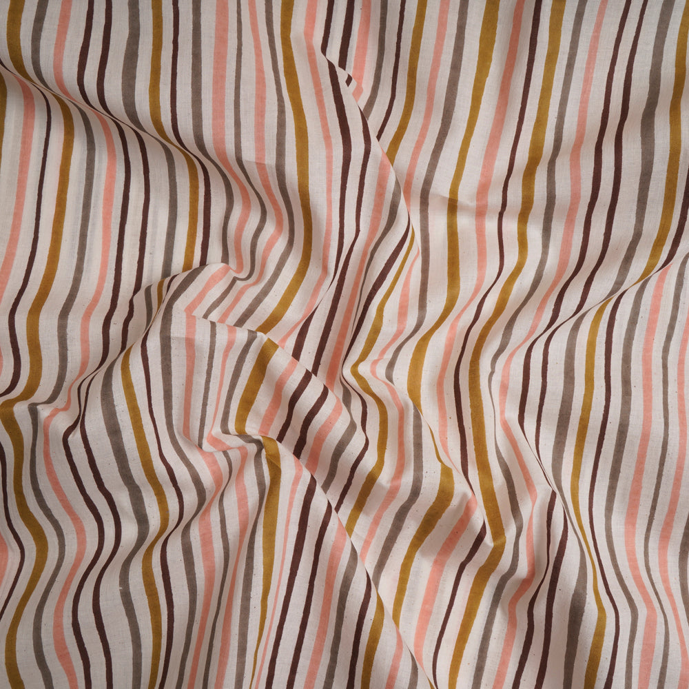 (Pre-Cut 2.40 Mtr )Multi Screen Print Cotton Fabric
