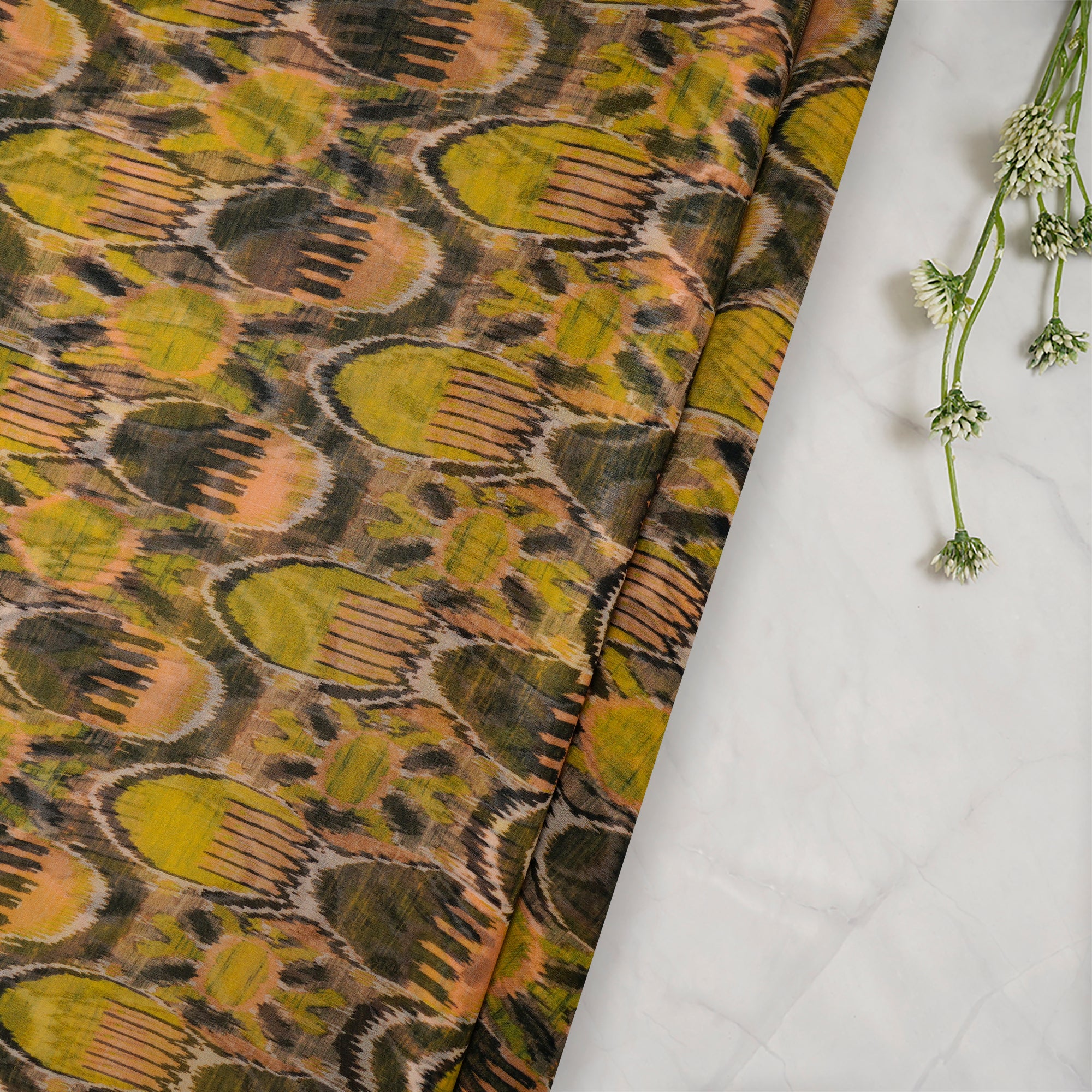 (Pre-Cut 2.50 Mtr) Multi Digital Printed Bemberg Chiffon Fabric