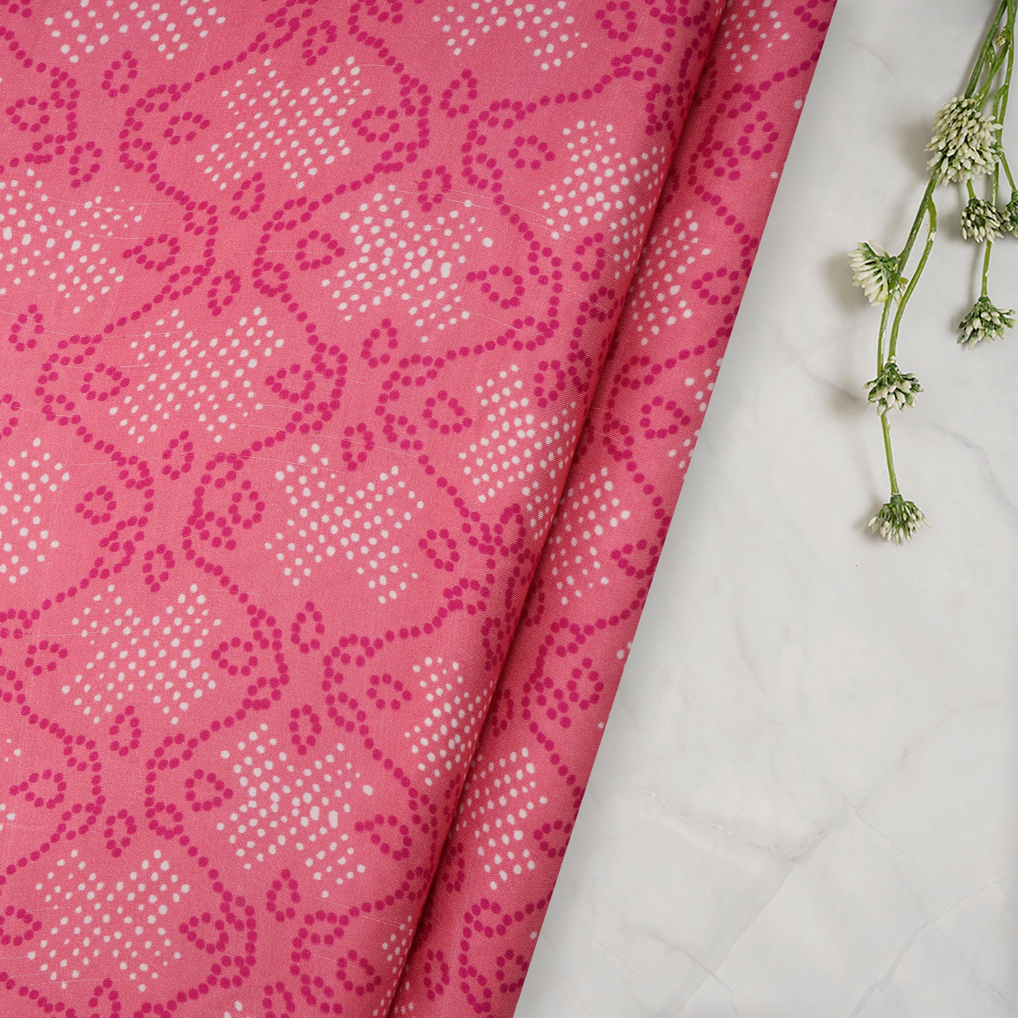 (Pre-Cut 2.50 Mtr) Black Digital Printed Bemberg M��dal Fabric