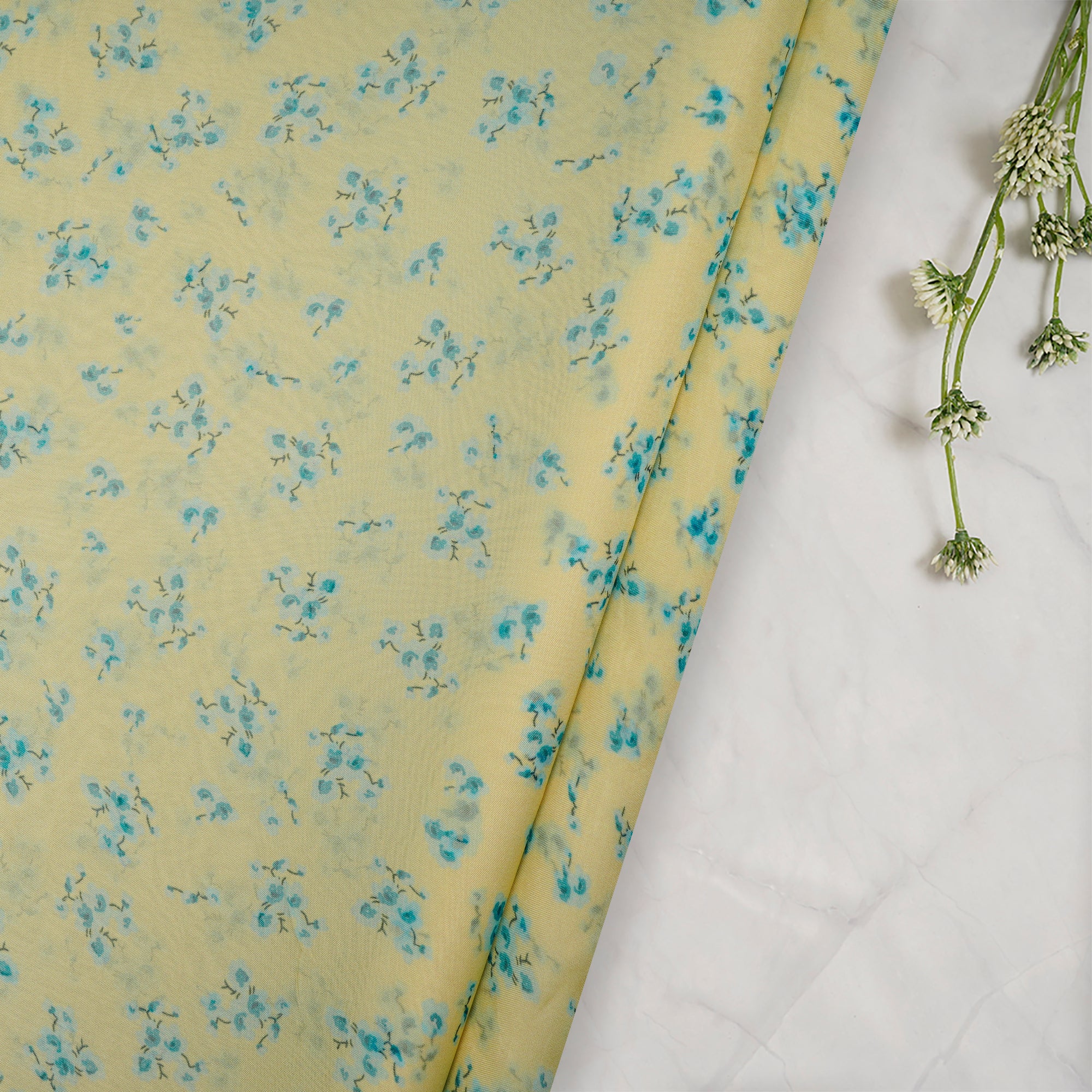 (Pre Cut 1.50 Mtr) Lime Digital Printed Viscose Fabric