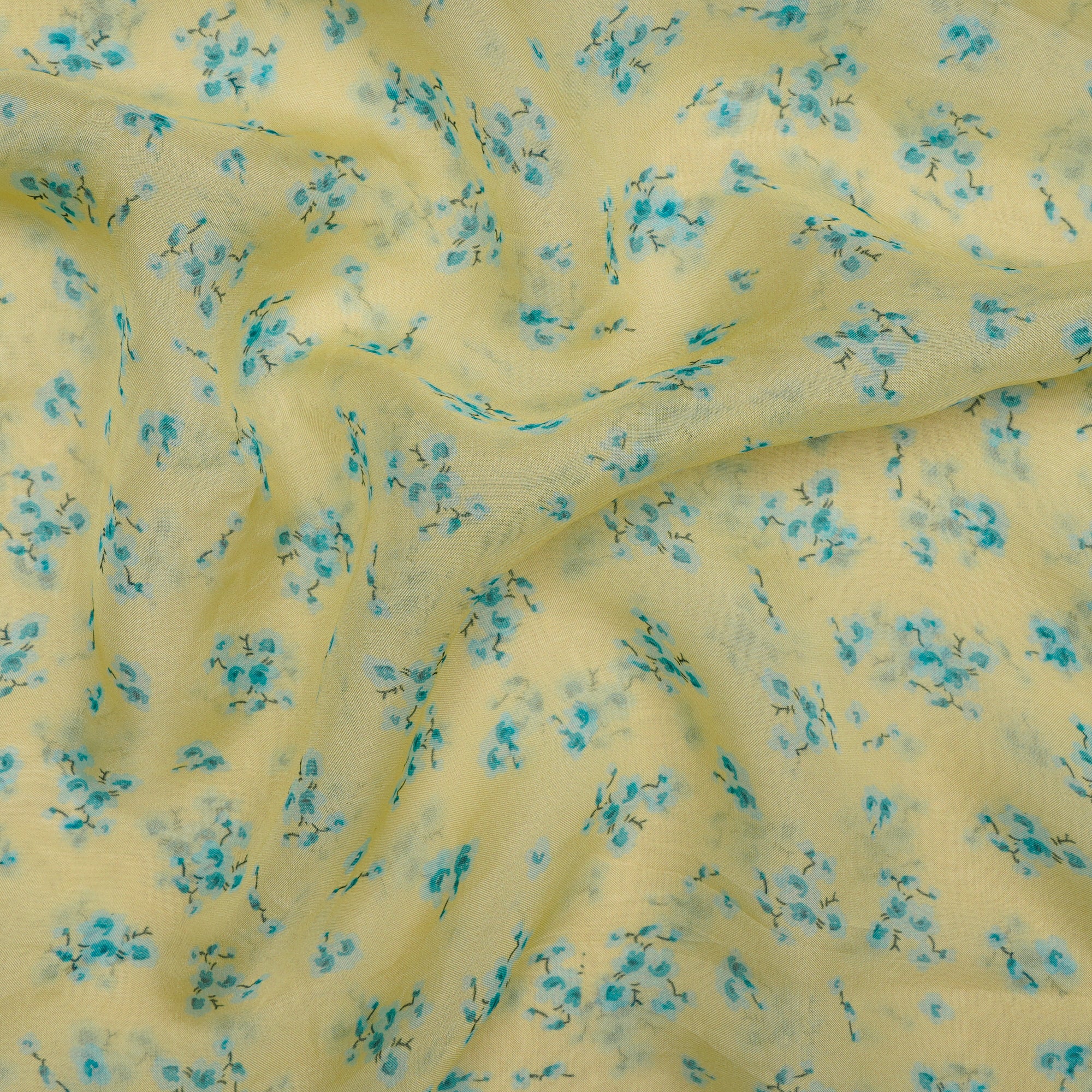 (Pre Cut 1.50 Mtr) Lime Digital Printed Viscose Fabric