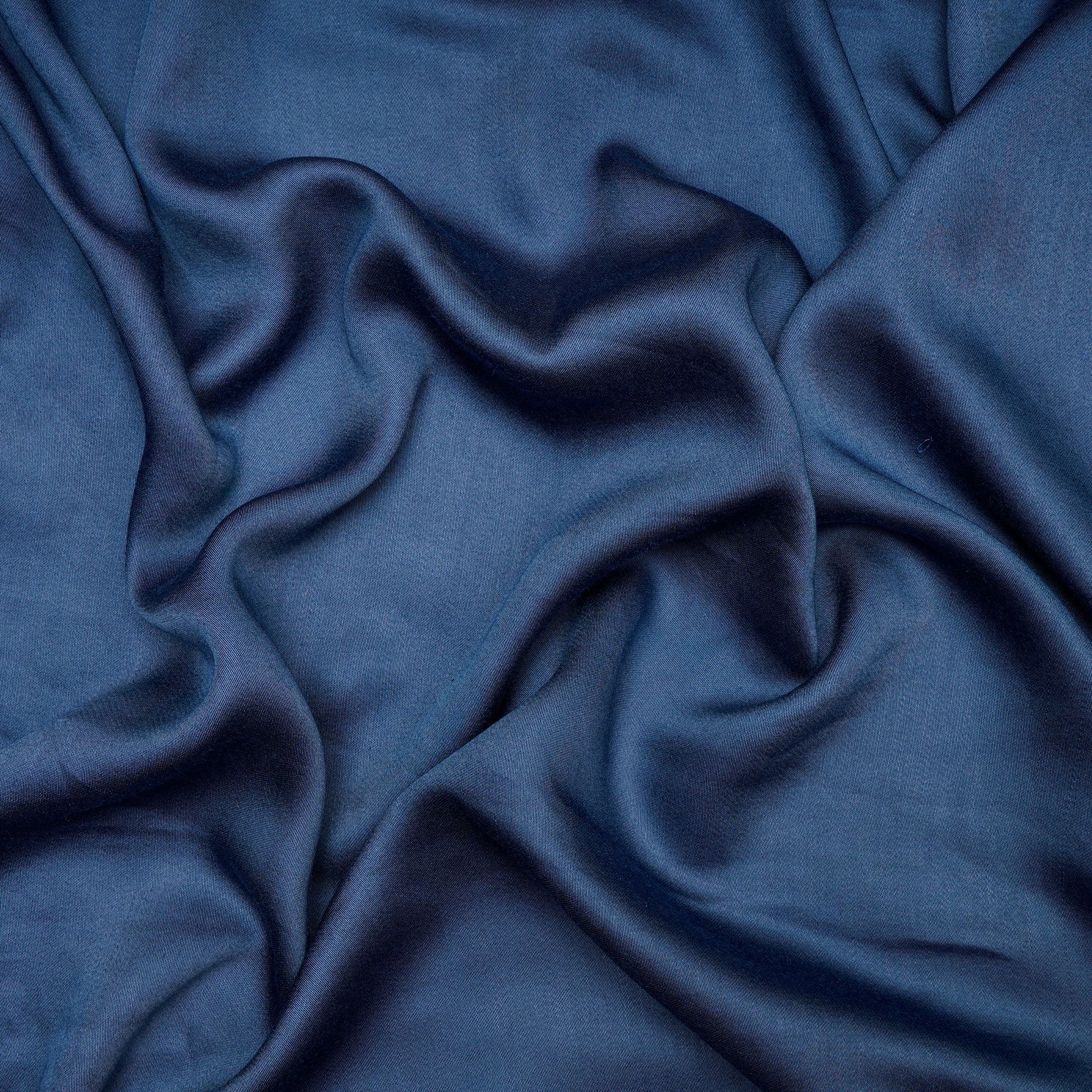 (Pre Cut 1.10 Mtr )Blue Piece Dyed Viscose Modal Satin Fabric