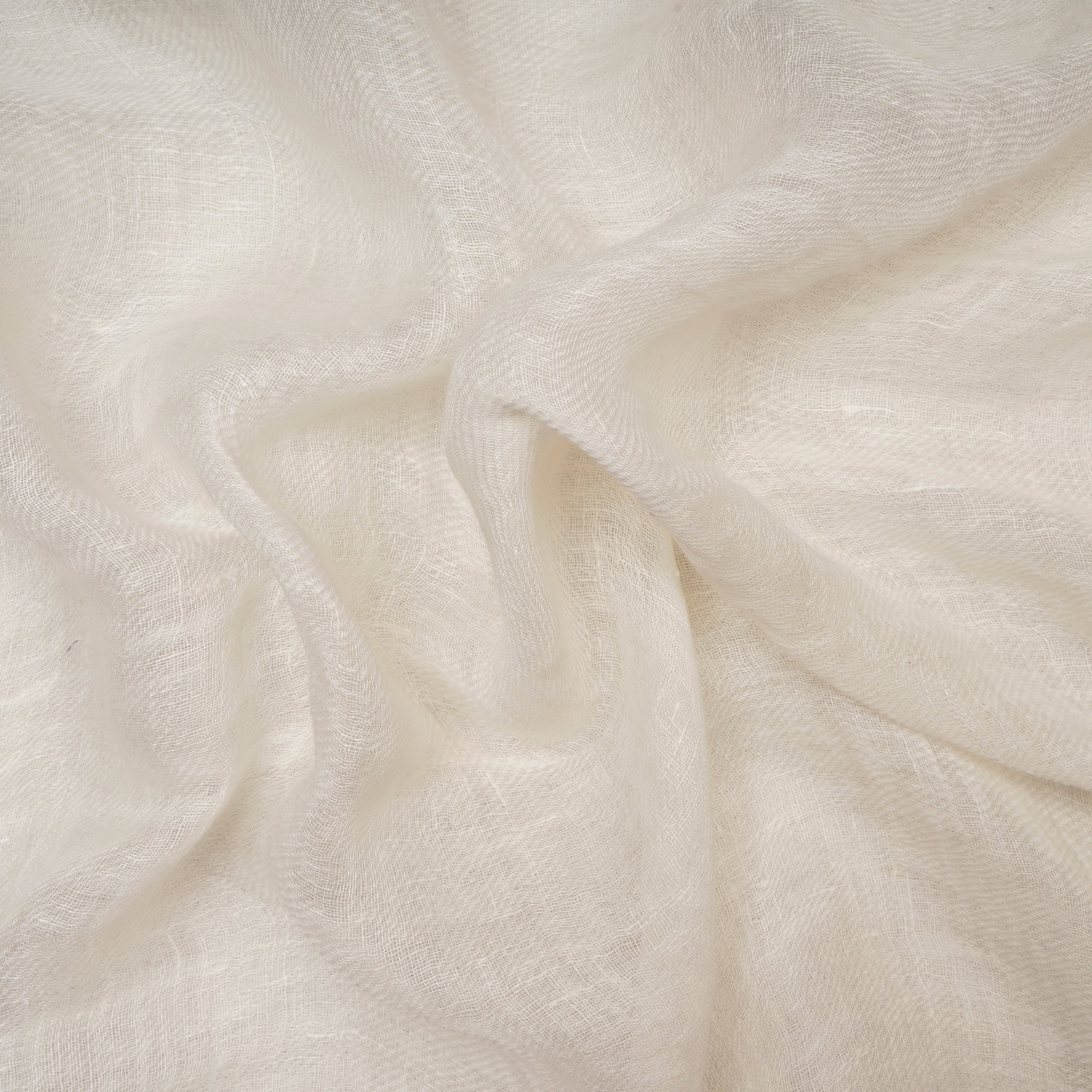 (Pre Cut 1.20 Mtr ) White Plain Handwoven Zari Border Linen Fabric