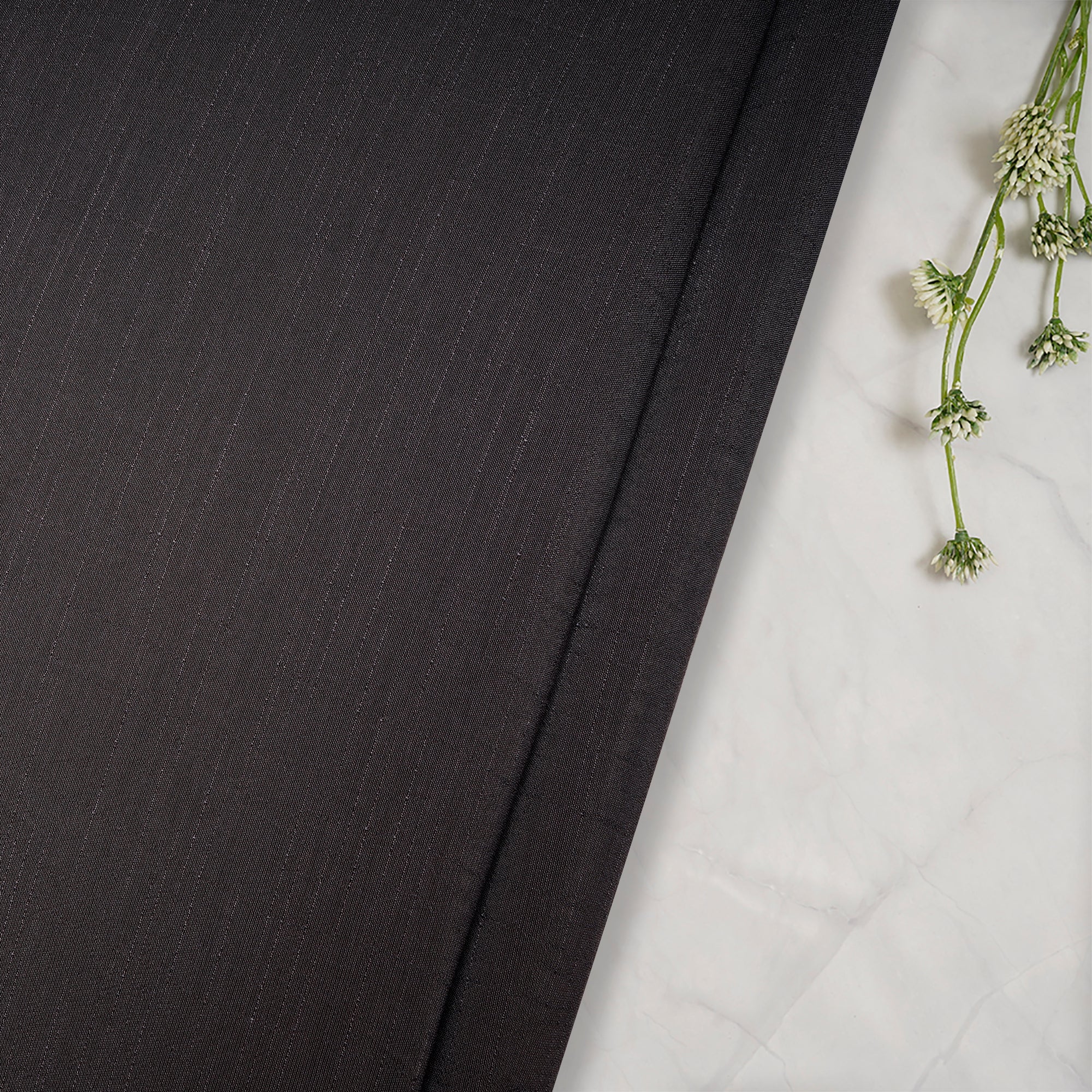 (Pre Cut 1.50 Mtr )Dark Grey Yarn Dyed Linen Crepe Fabric