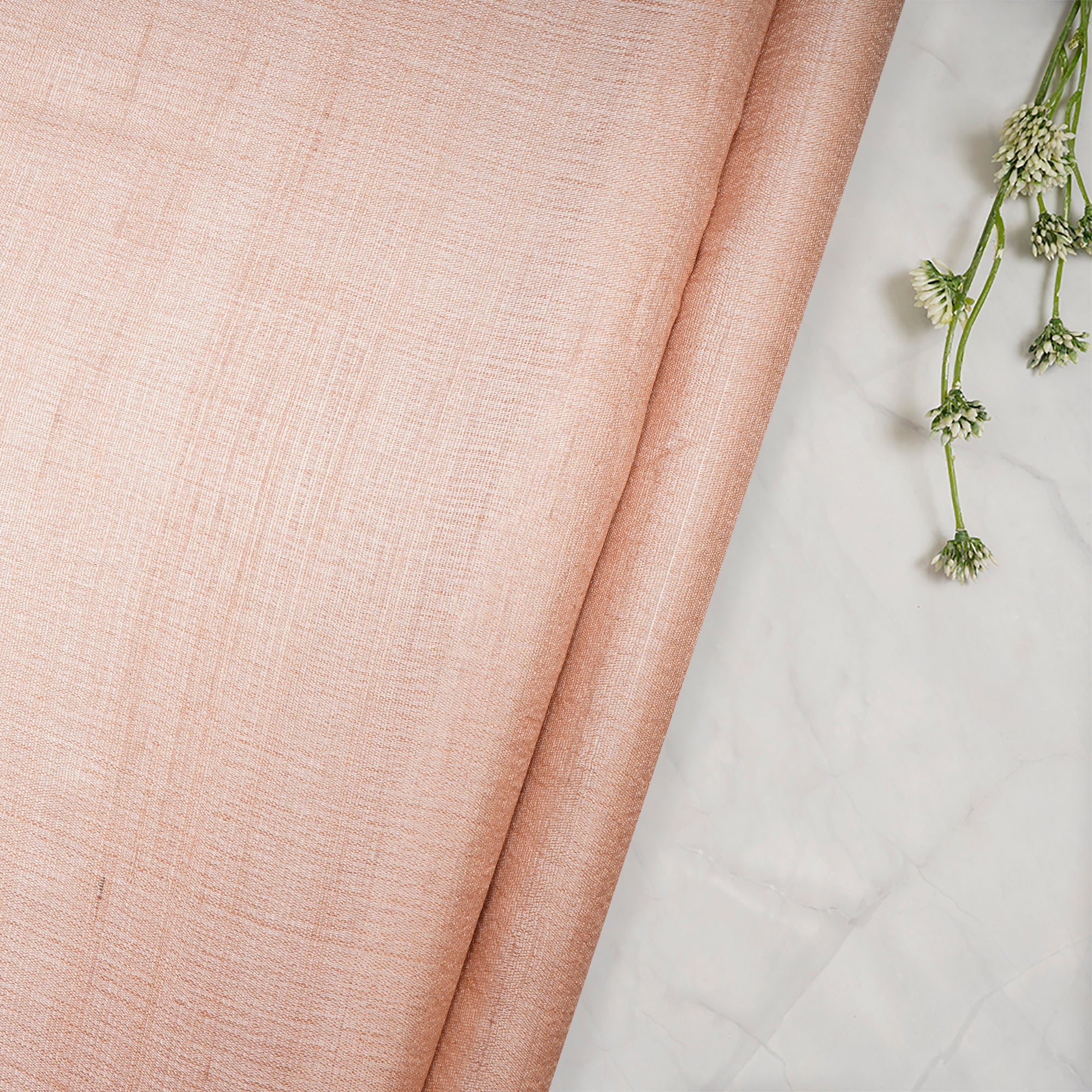 (Pre Cut 1.50 Mtr )Blush Desi Tussar Silk Fabric