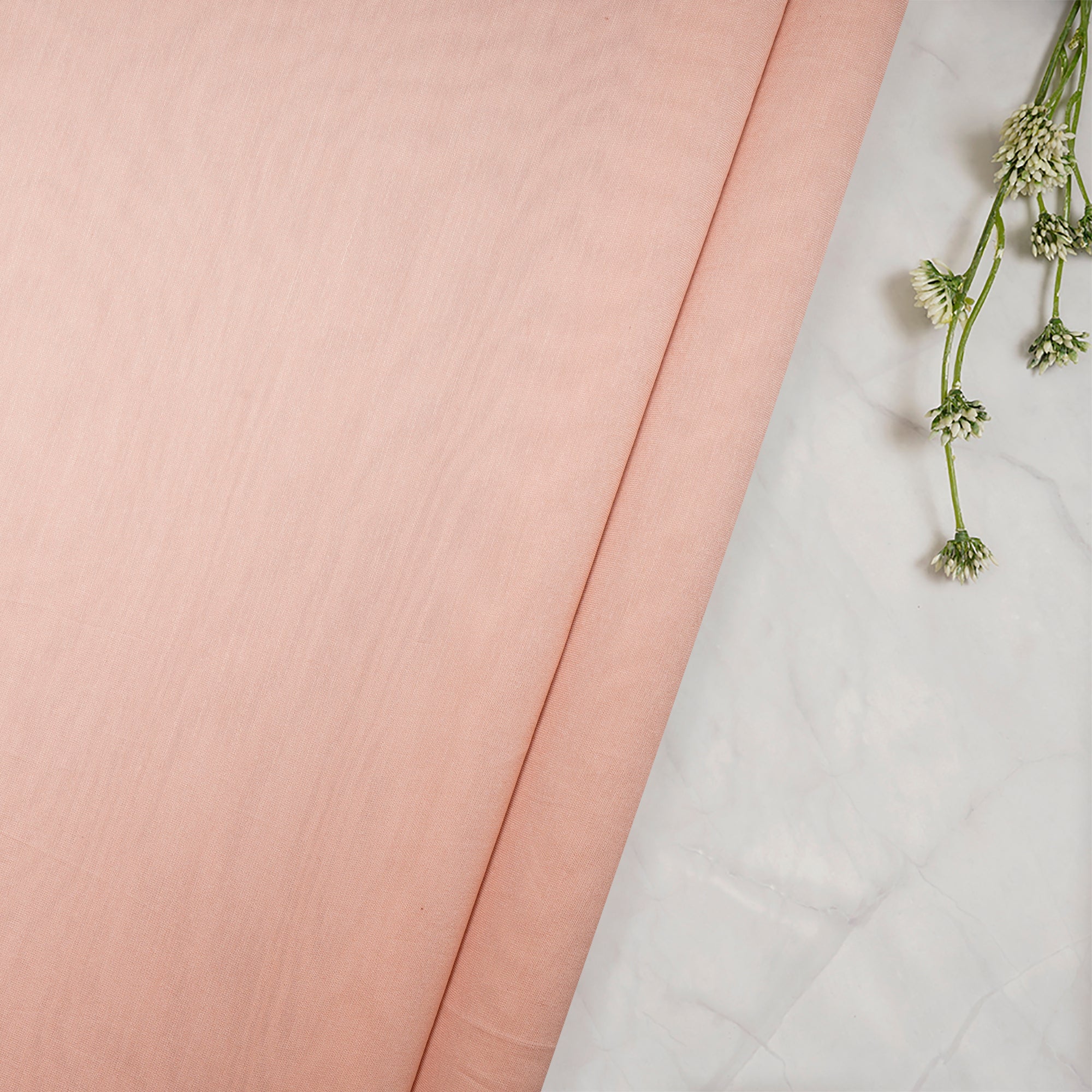 (Pre Cut 1.50 Mtr )Peach Piece Dyed Rapier Chanderi Fabric