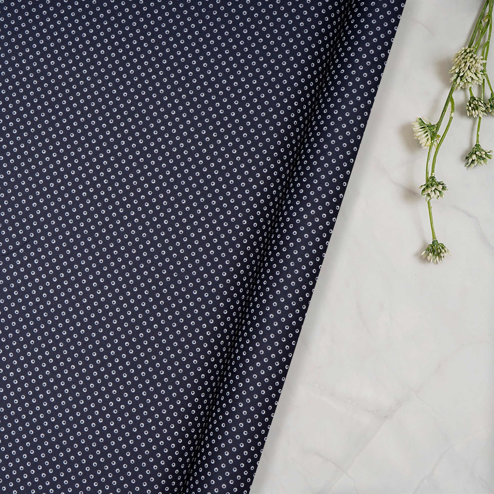 Dark Blue All Over Pattern Premium Cotton Printed Unstitched Men's Shirt Piece (58 Inches | 1.60 Meters)