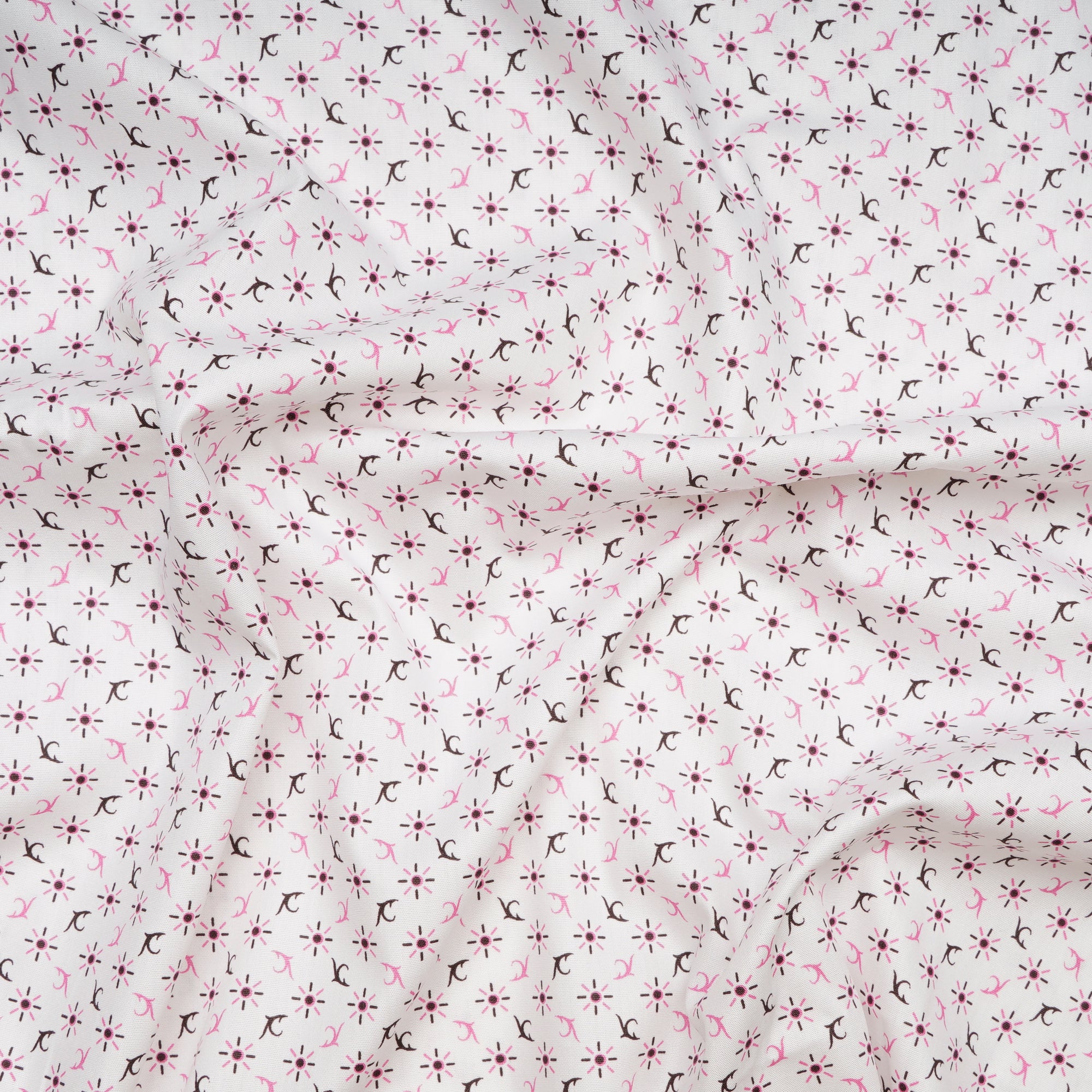 White-Pink All Over Pattern Premium Cotton Printed Unstitched Men's Shirt Piece (58 Inches | 1.60 Meters)