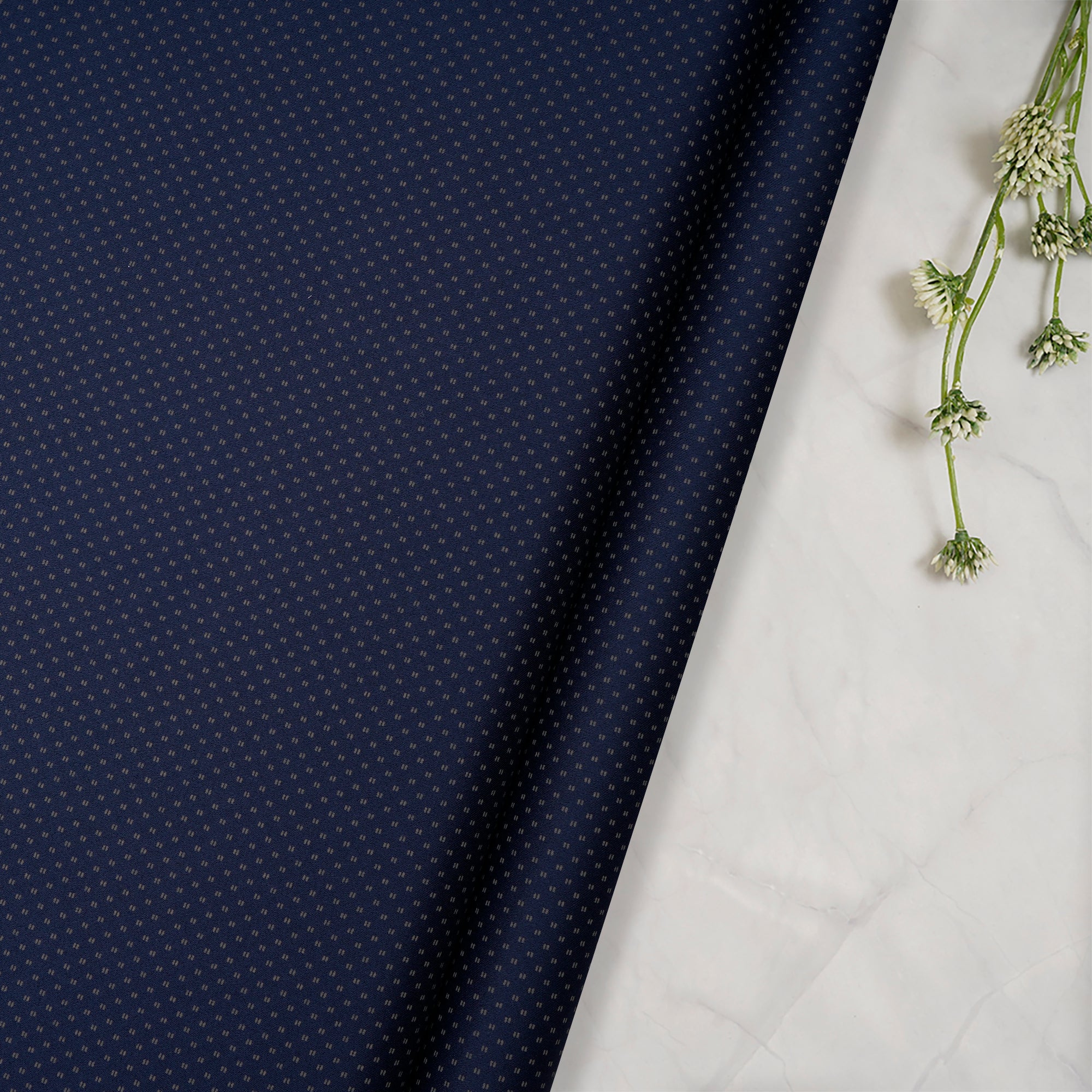 Dark Blue All Over Pattern Premium Cotton Printed Unstitched Men's Shirt Piece (58 Inches | 1.60 Meters)