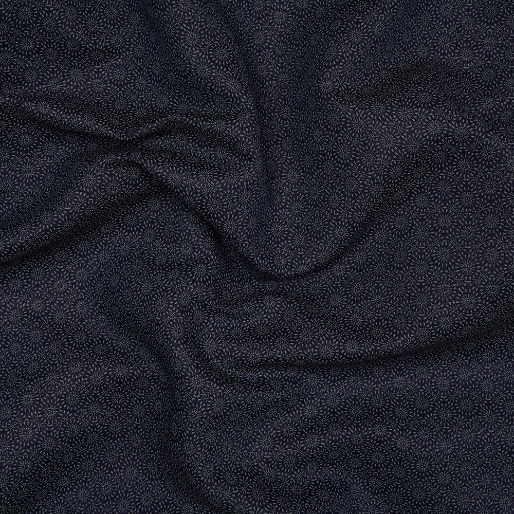 Dark Blue Traditional Pattern Cotton Linen Unstitched Men's Shirt Piece (58 Inches | 1.60 Meters)