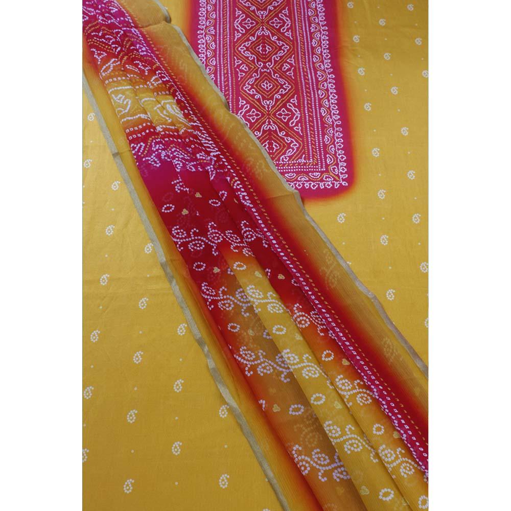 Yellow Color Digital Printed Pure Chanderi Fabric With Dupatta