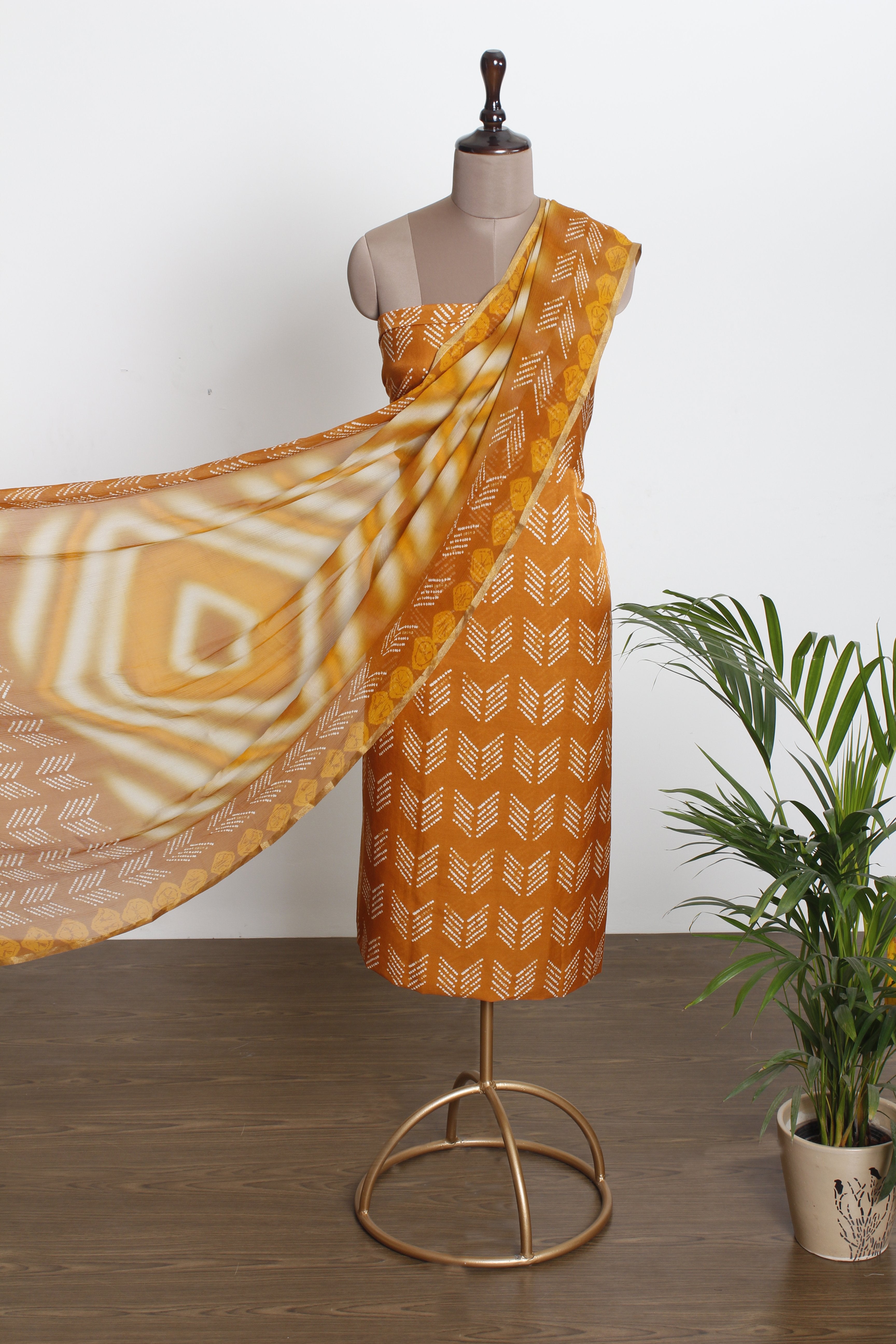 Yellow Color Digital Printed Gajji Silk Fabric With Dupatta