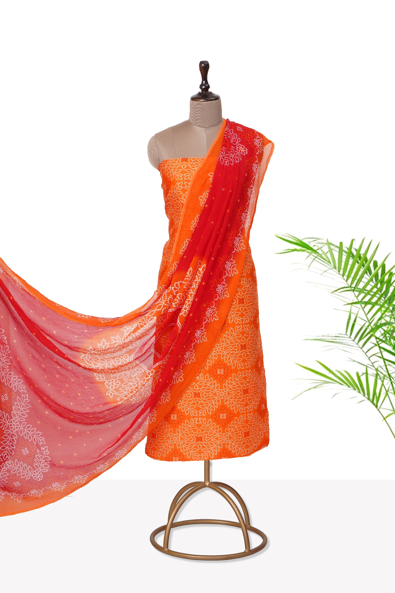 Orange-Red Color Digital Printed Pure Chanderi Suit with Dupatta