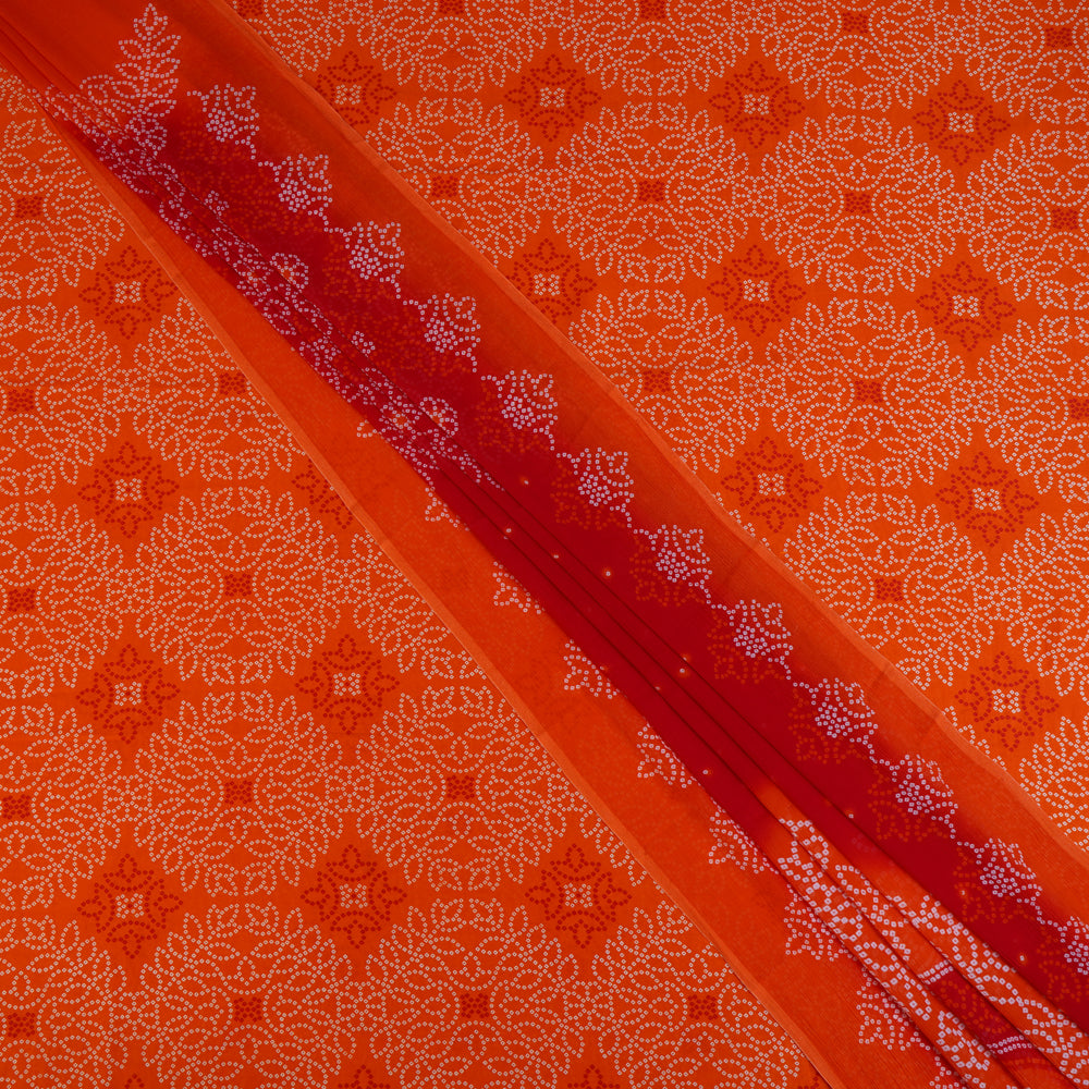 Orange-Red Color Digital Printed Pure Chanderi Suit with Dupatta