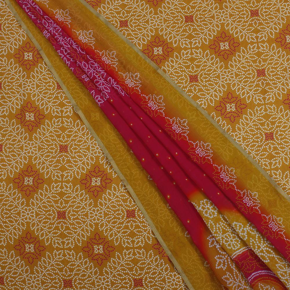 Yellow Color Digital Printed Gajji Silk Fabric With Dupatta