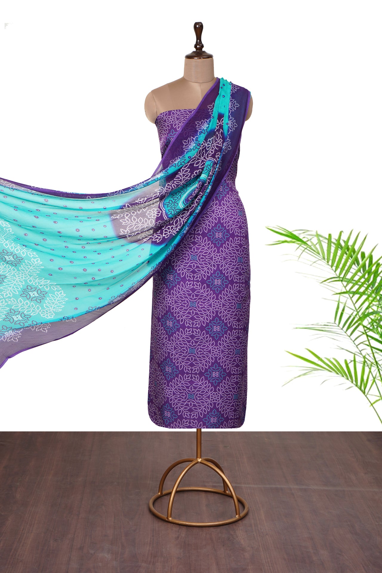 Purple Color Digital Printed Gajji Silk Suit With Dupatta