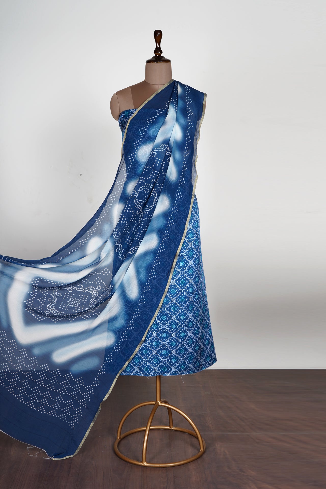 Blue Color Digital Printed Viscose Cotton Suit Set With Dupatta