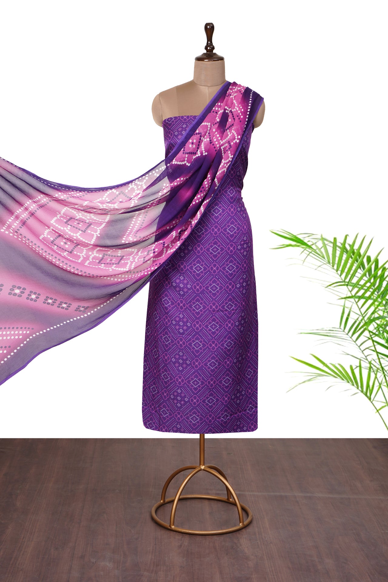 Purple Color Digital Printed Gajji Silk Suit With Dupatta