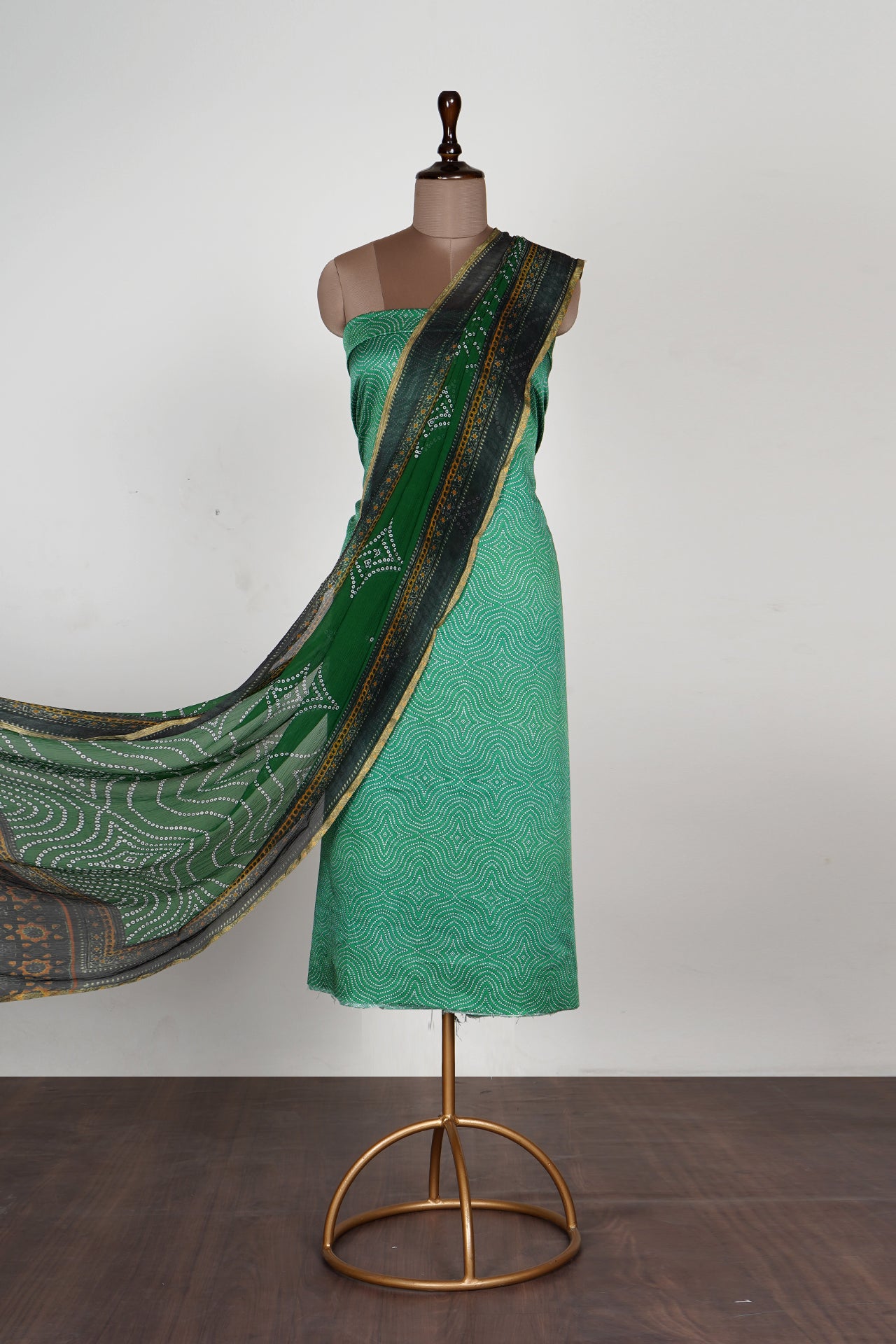 Green Color Digital Printed Viscose Cotton Suit Set With Dupatta