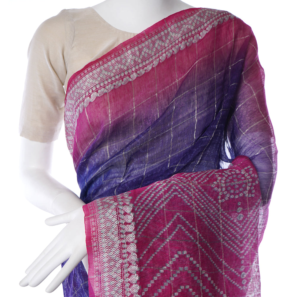 Multi Color Digital Printed Linen Silk Saree with Blouse Piece