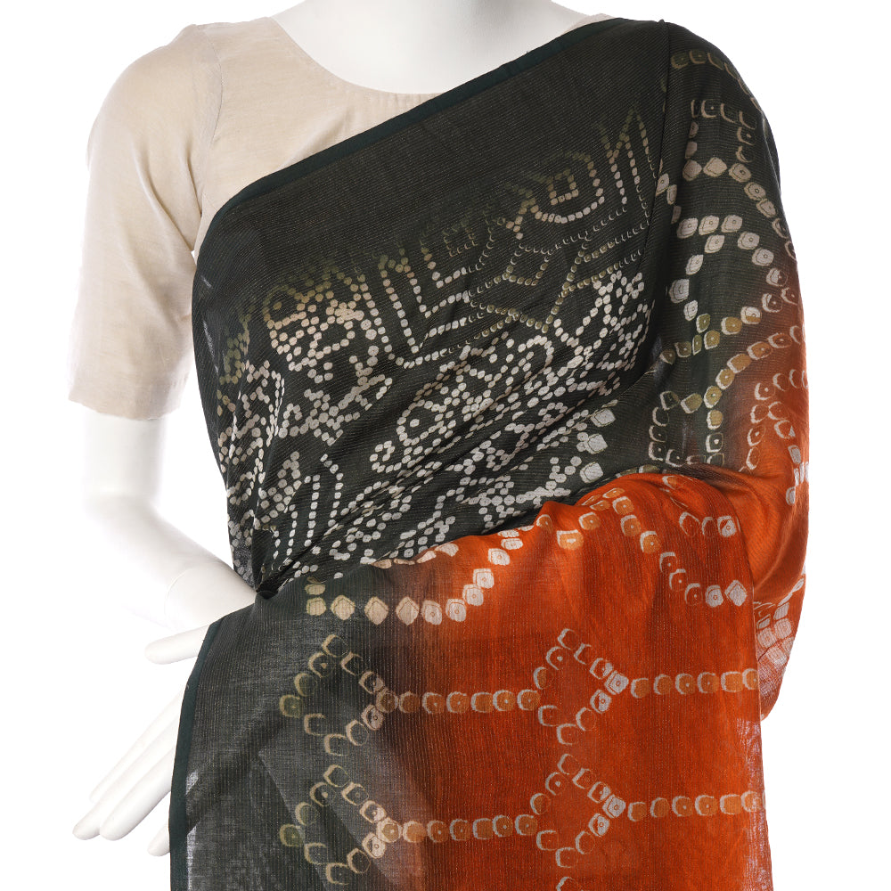 Green Color Digital Printed Pure Chanderi Saree with Blouse Piece