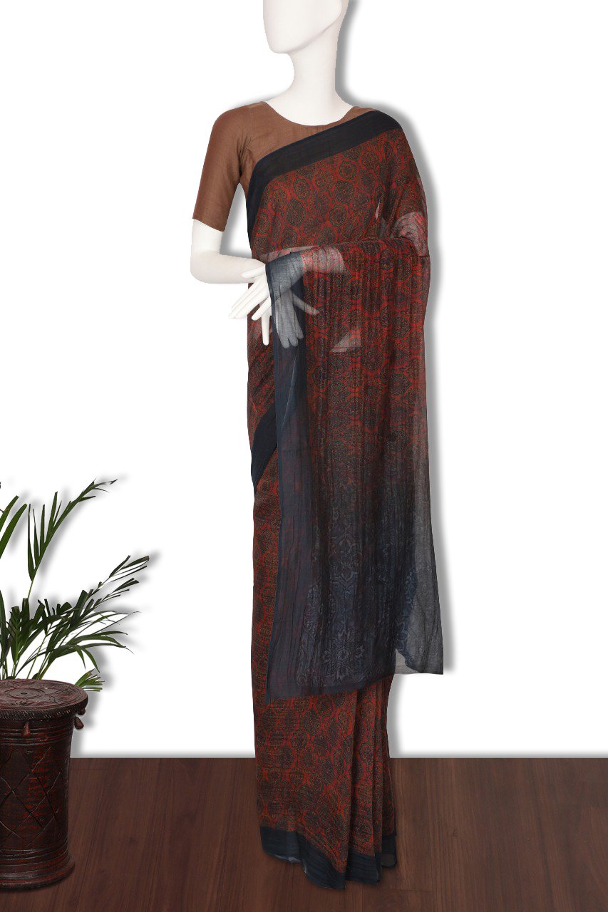 Multi Color Digital Printed Pure Chanderi Saree Without Blouse Piece