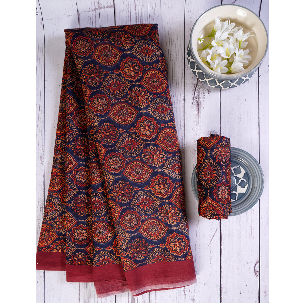 Multi Color Digital Printed Bandhani Pattern Pure Chanderi Saree With Blouse Piece