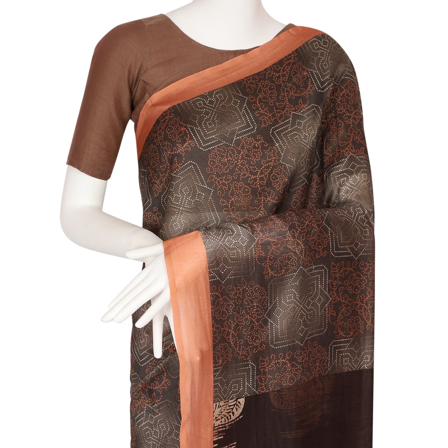 Multi Color Digital Printed Pure Chanderi Saree With Blouse Piece