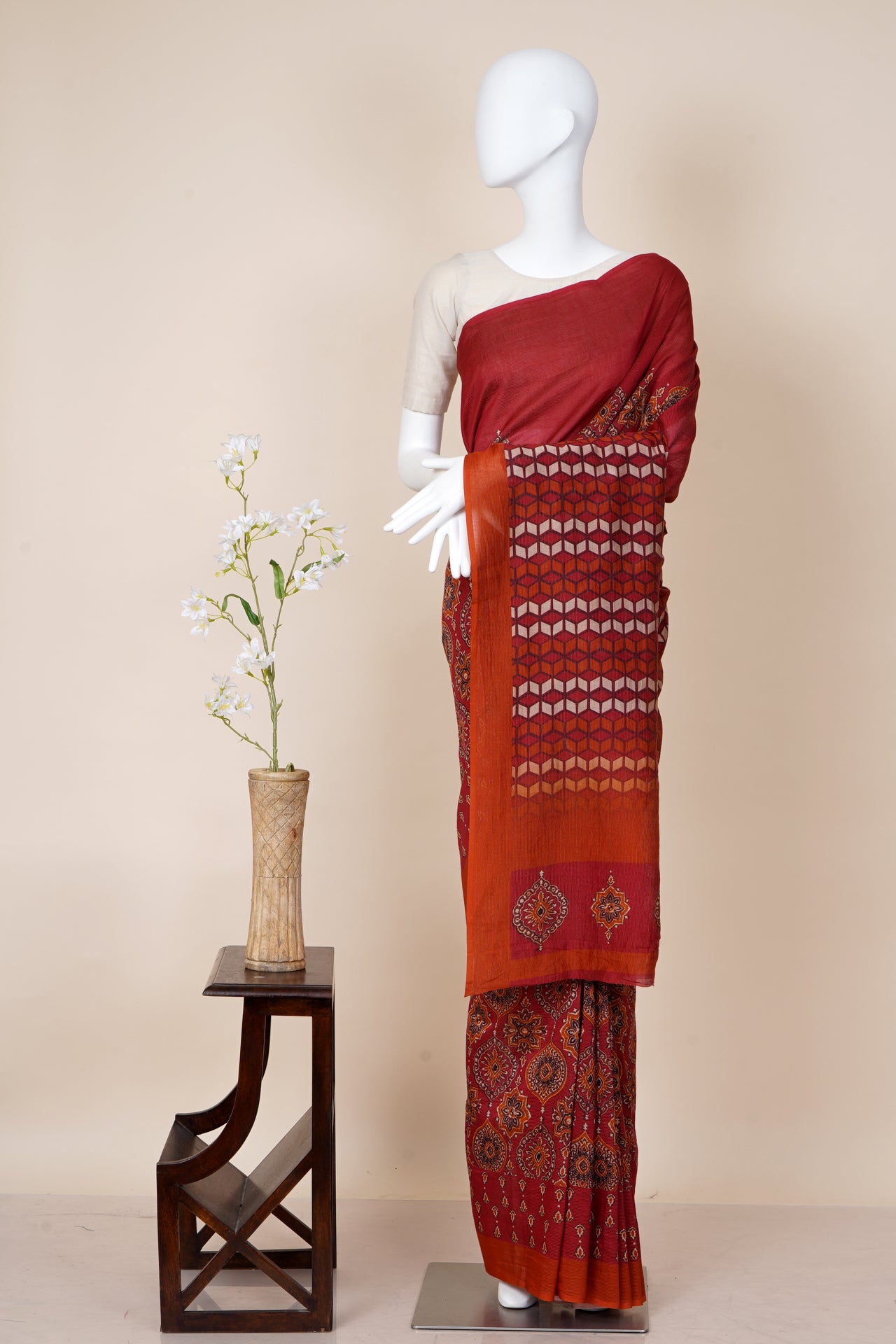 Multi Color Digital Printed Chanderi Saree With Blouse Piece