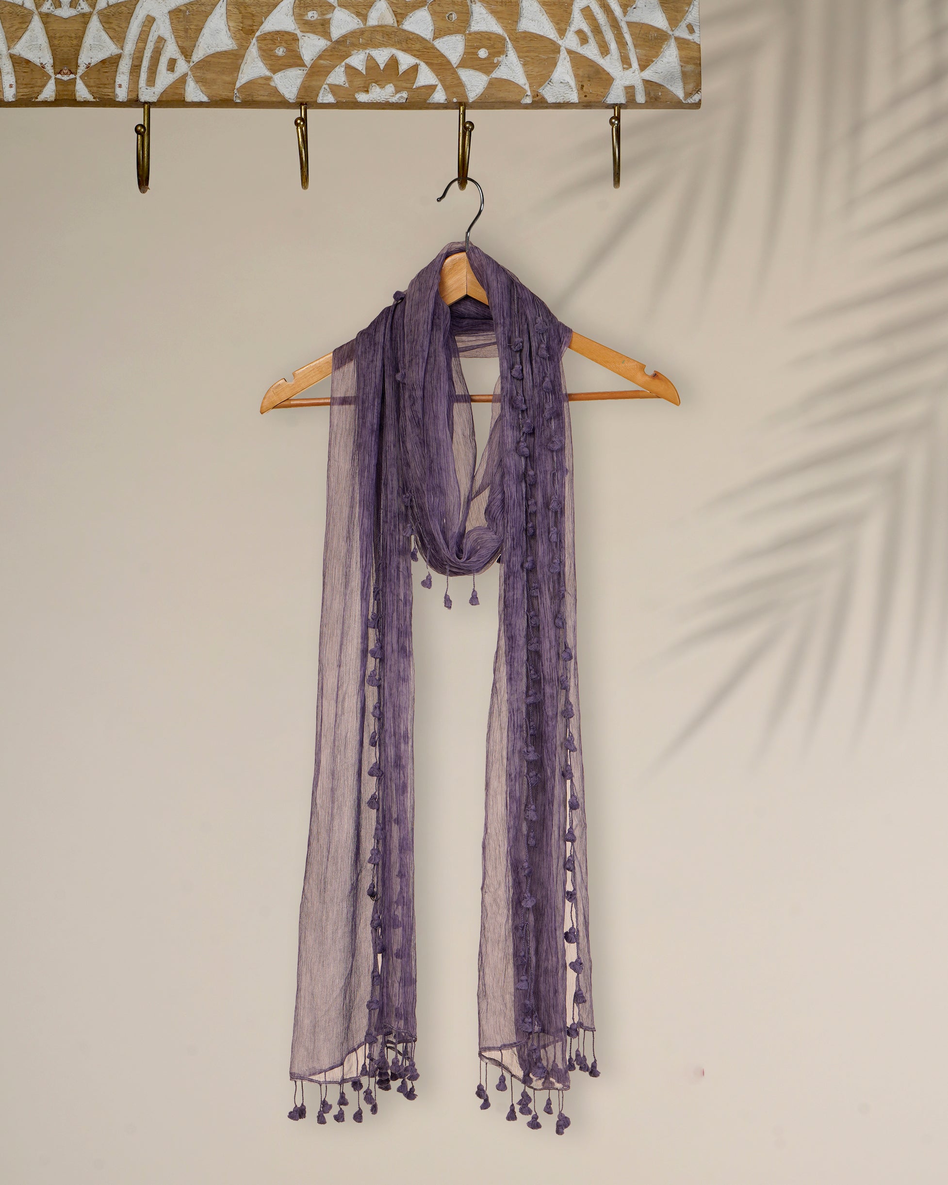 Blue Color Hand Painted Chiffon Silk Stole