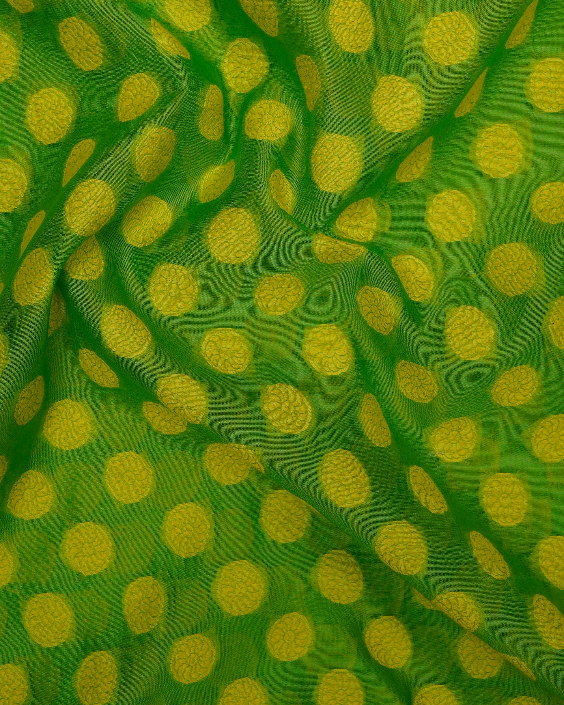 Green-Yellow Color Handwoven Brocade Chanderi Stole
