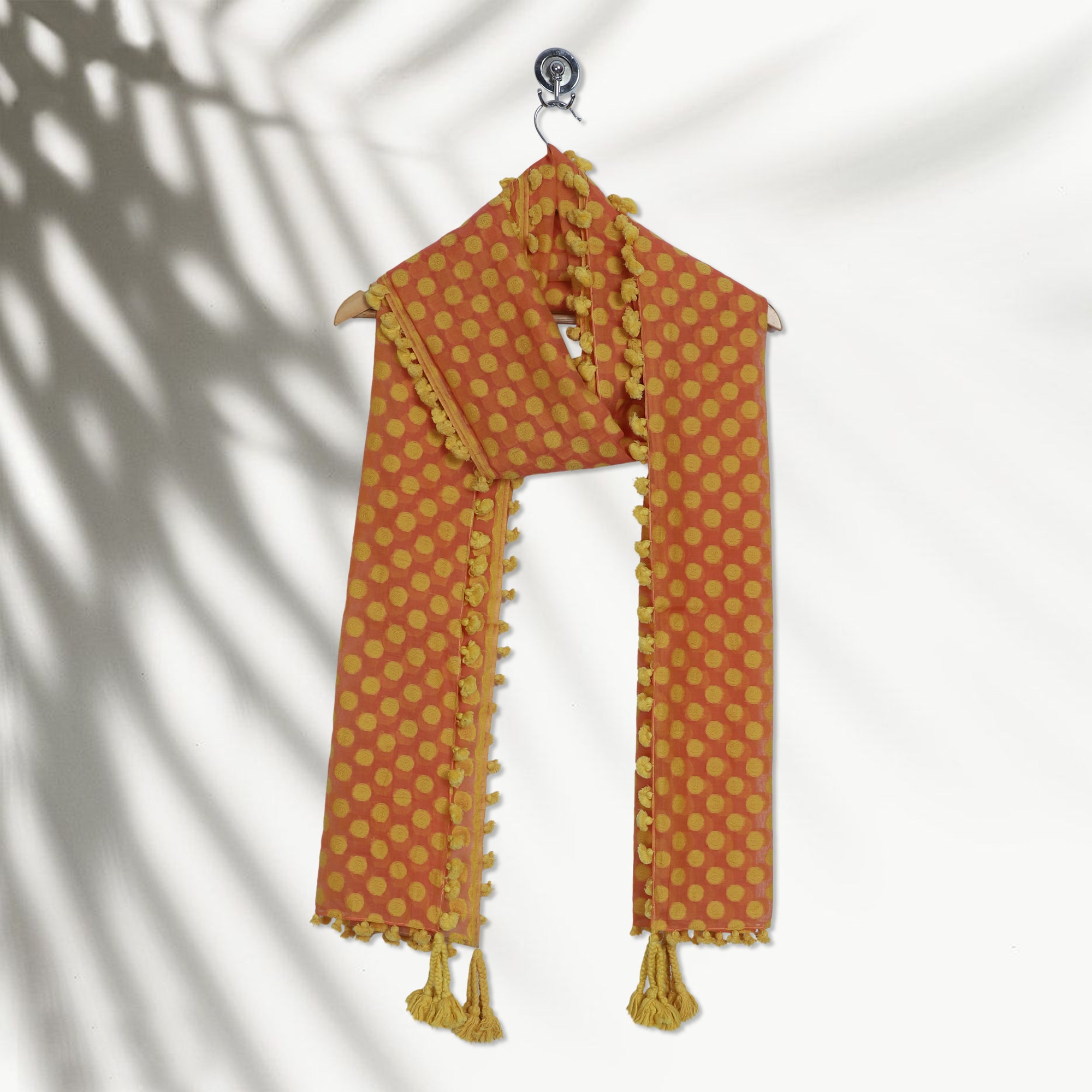 Peach-Yellow Color Handwoven Brocade Chanderi Stole