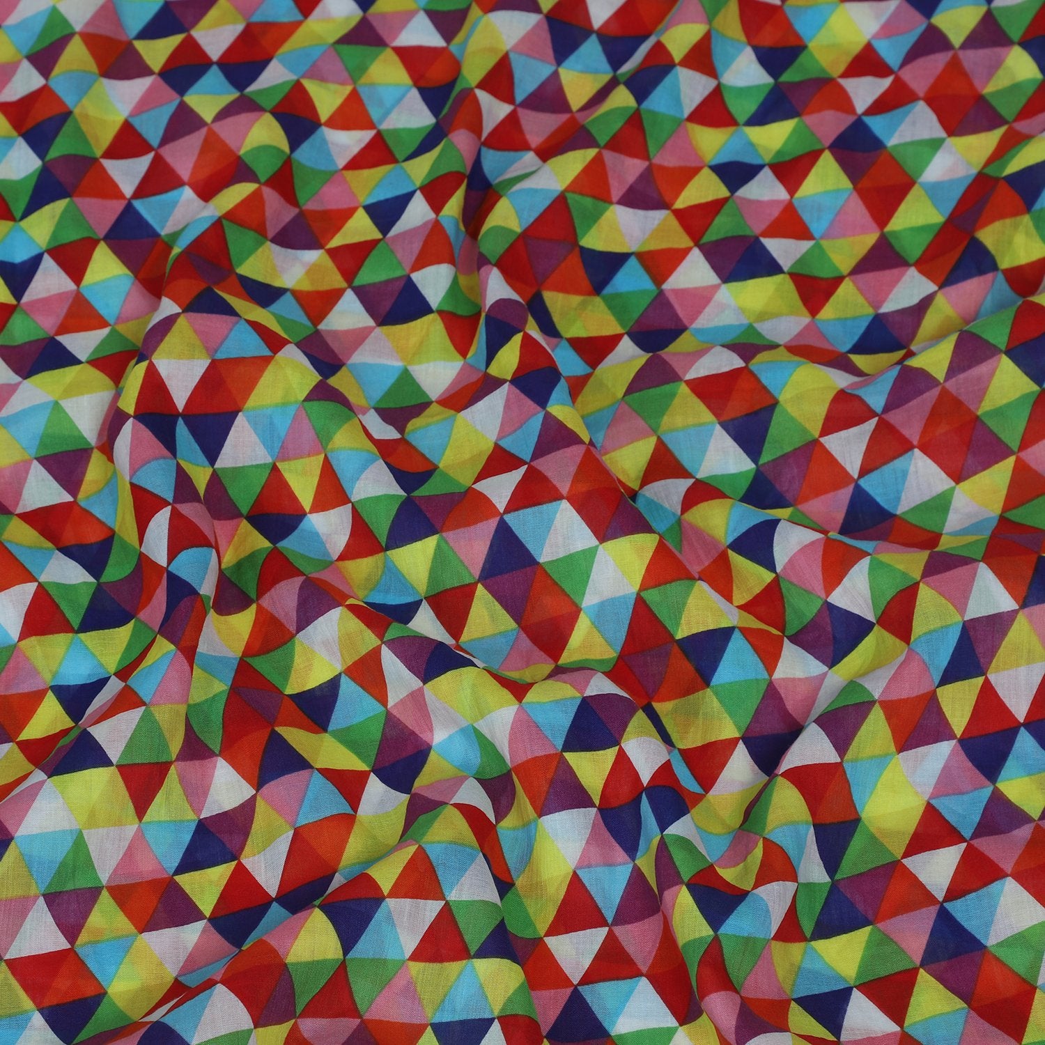 Multi Color Printed Linen Stole with Tassels