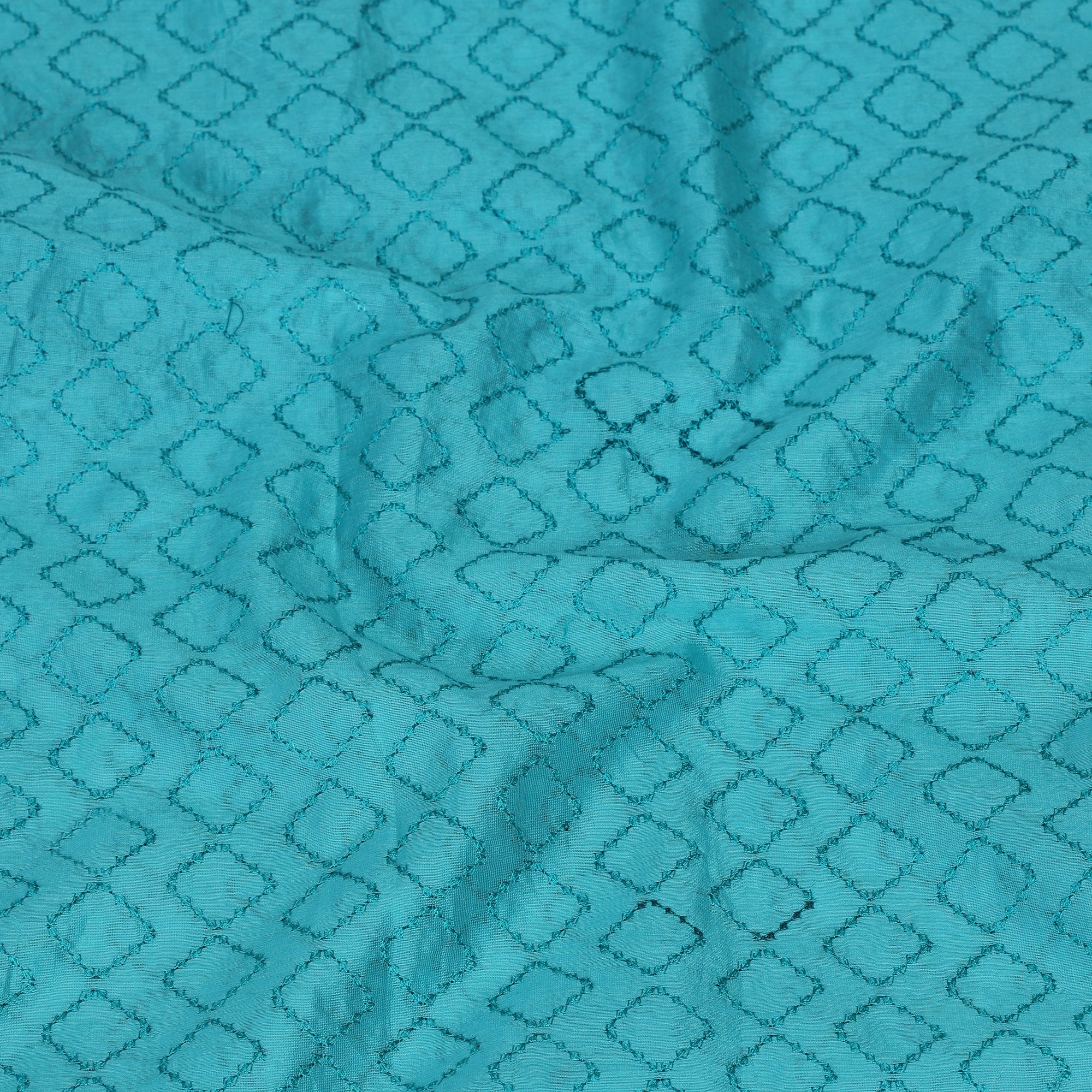 Blue Color Embroidered Pure Chanderi Stole