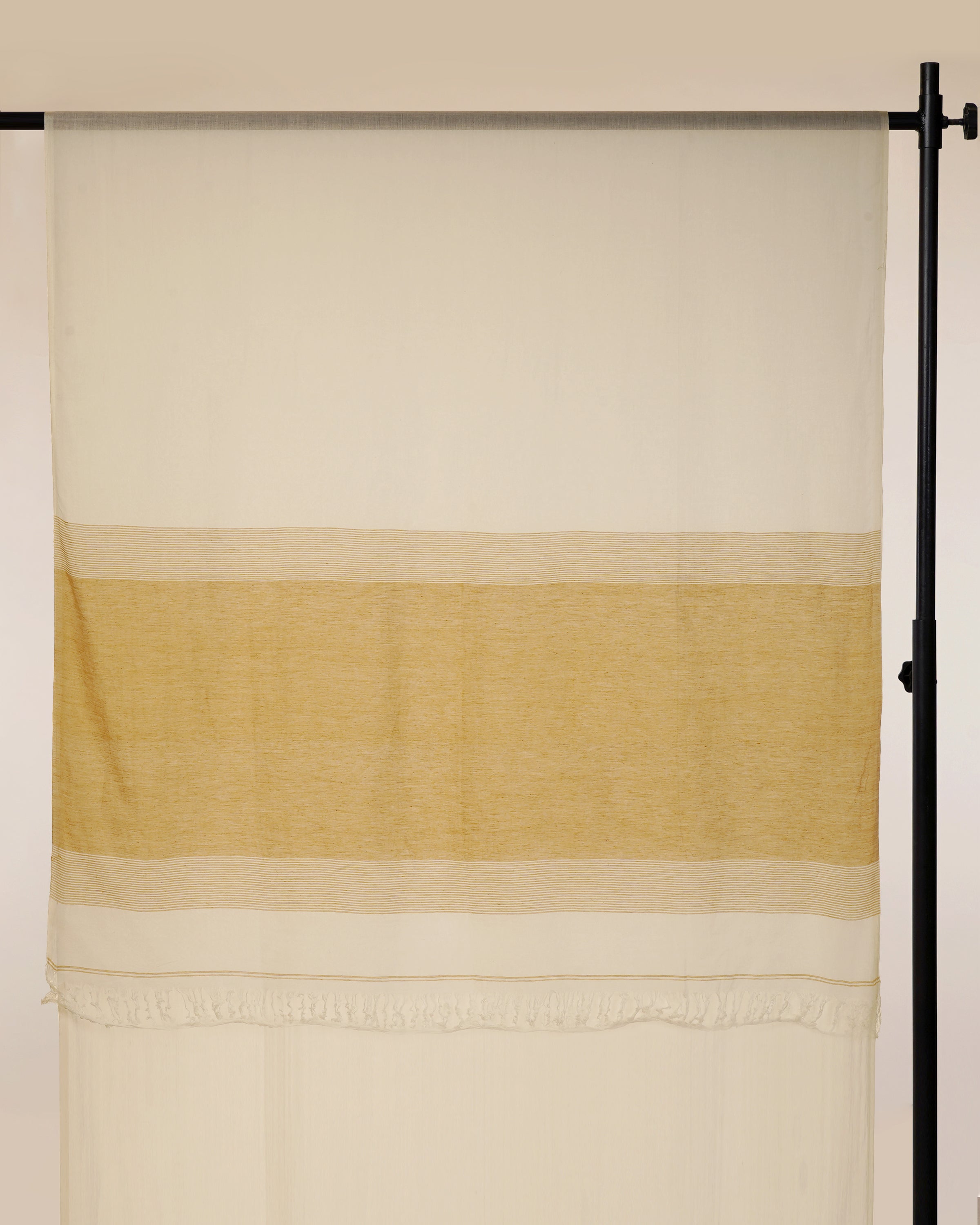 Off-White Fancy Handwoven Cotton Muslin Saree with Blouse Piece