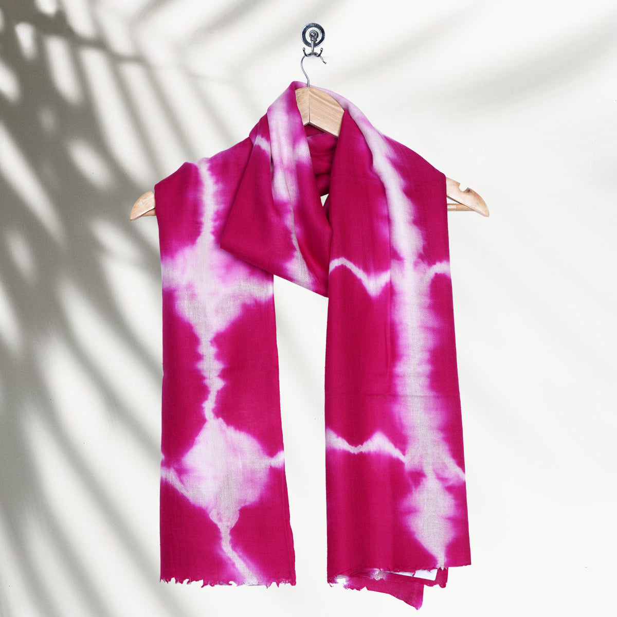 Pink Color Tie-Dye Silk Wool Stole