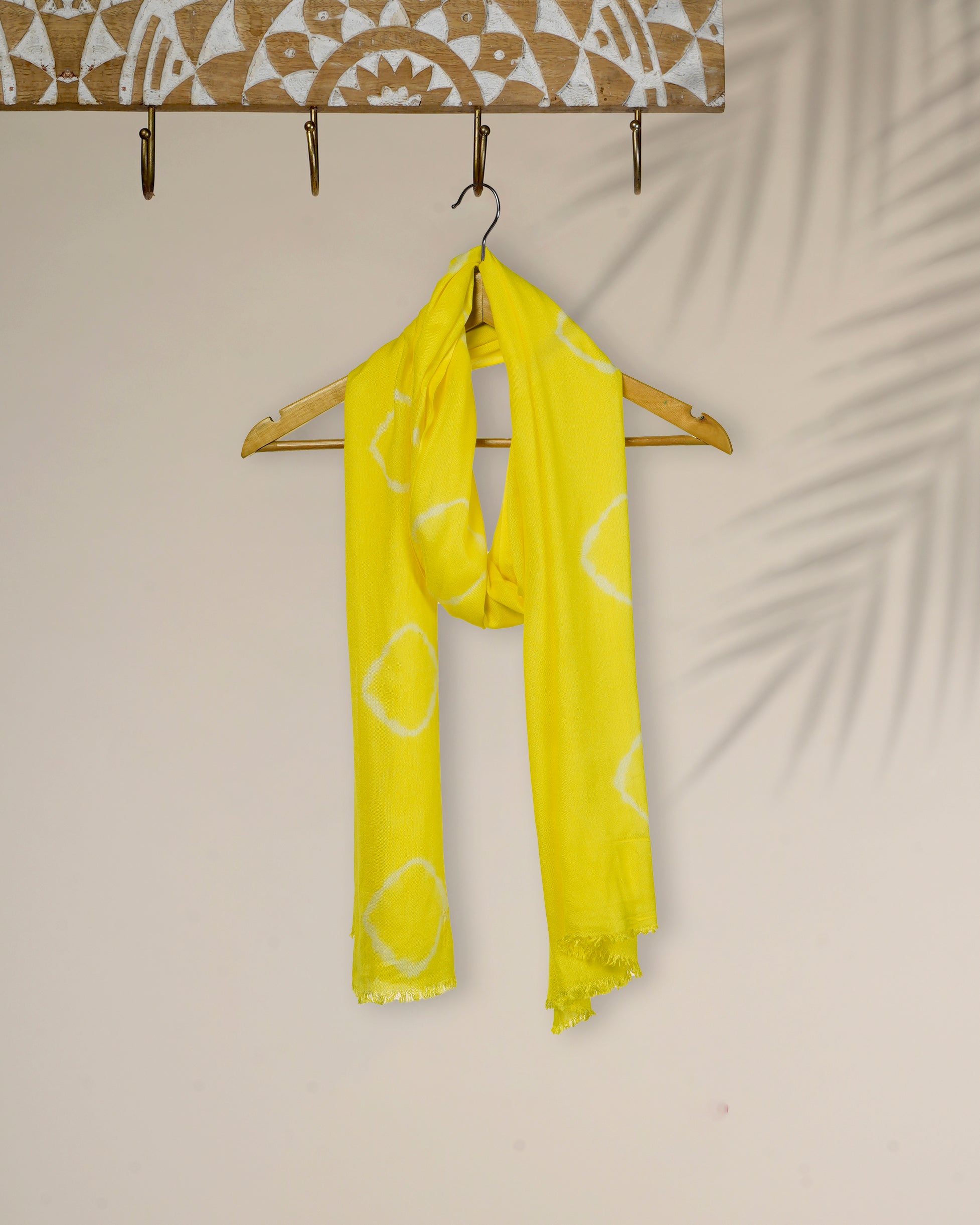 Yellow Color Tie-Dye Viscose Modal Stole