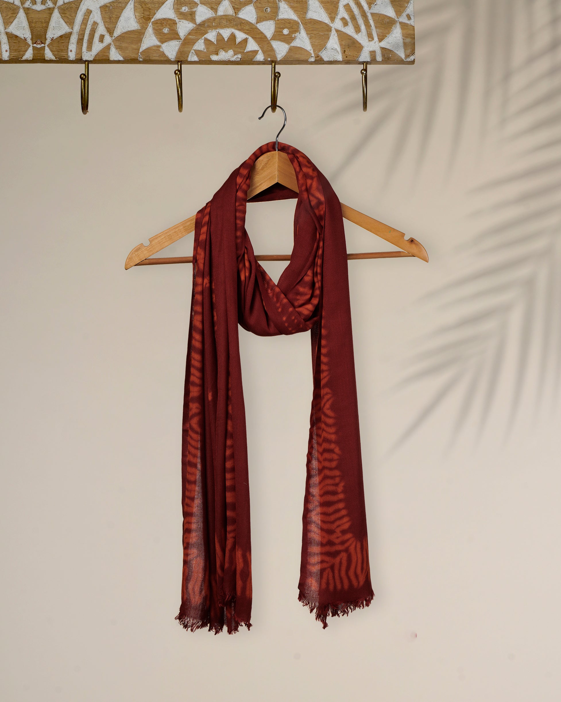 Red Color Tie-Dye Viscose Modal Stole