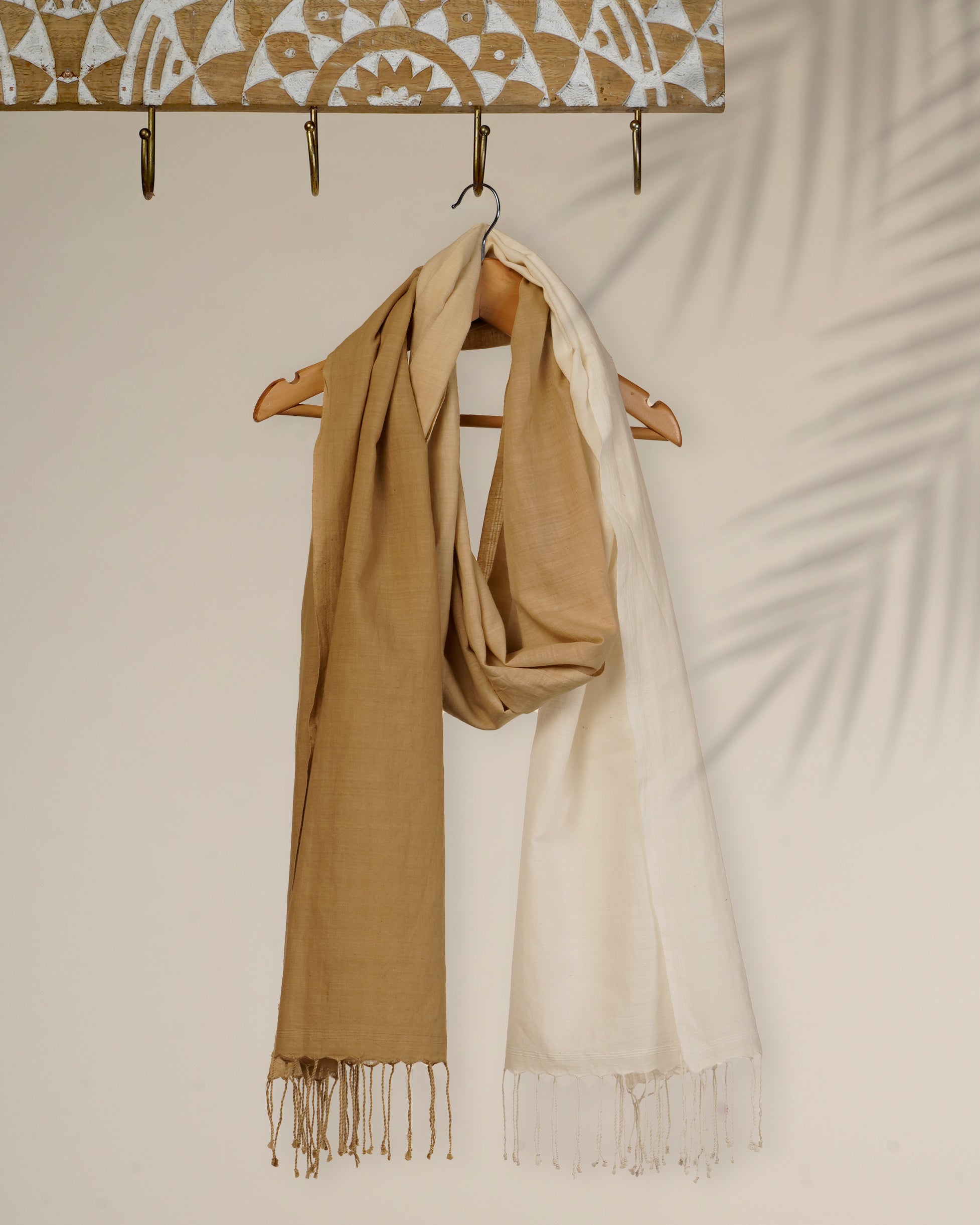 Multi Color Ombre Dyed Handwoven Handspun Cotton Stole