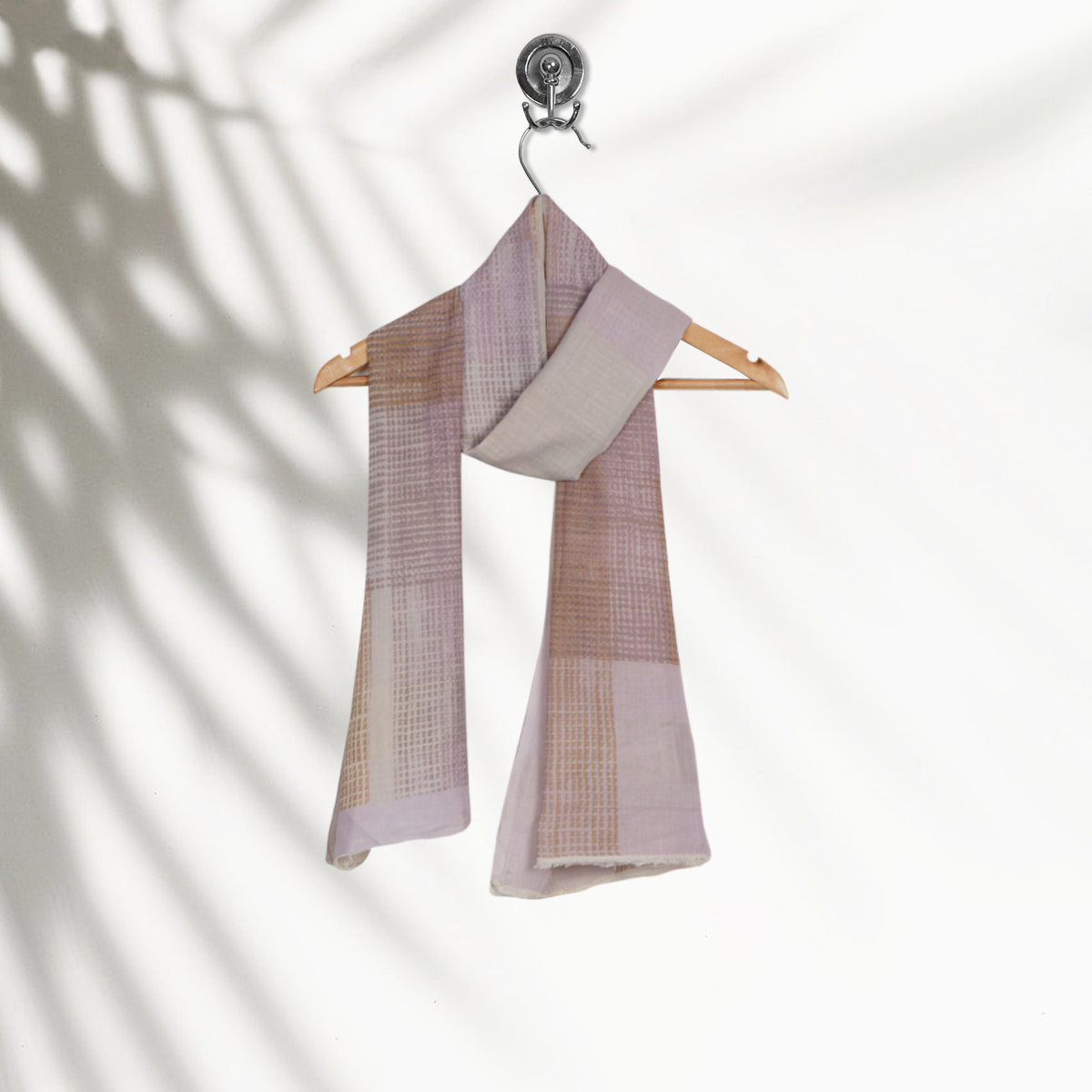 Soft Lilac -Golden Color Digital Printed Cotton Silk Stole