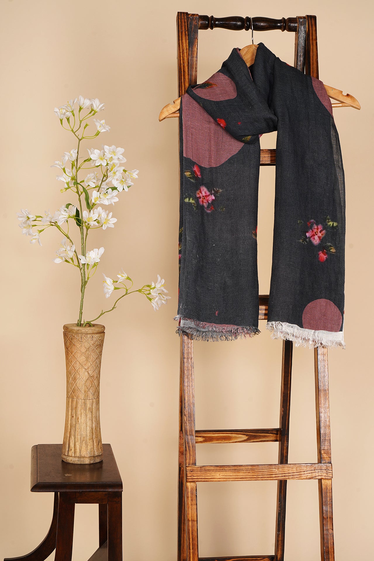 Grey Color Printed Viscose Modal Stole