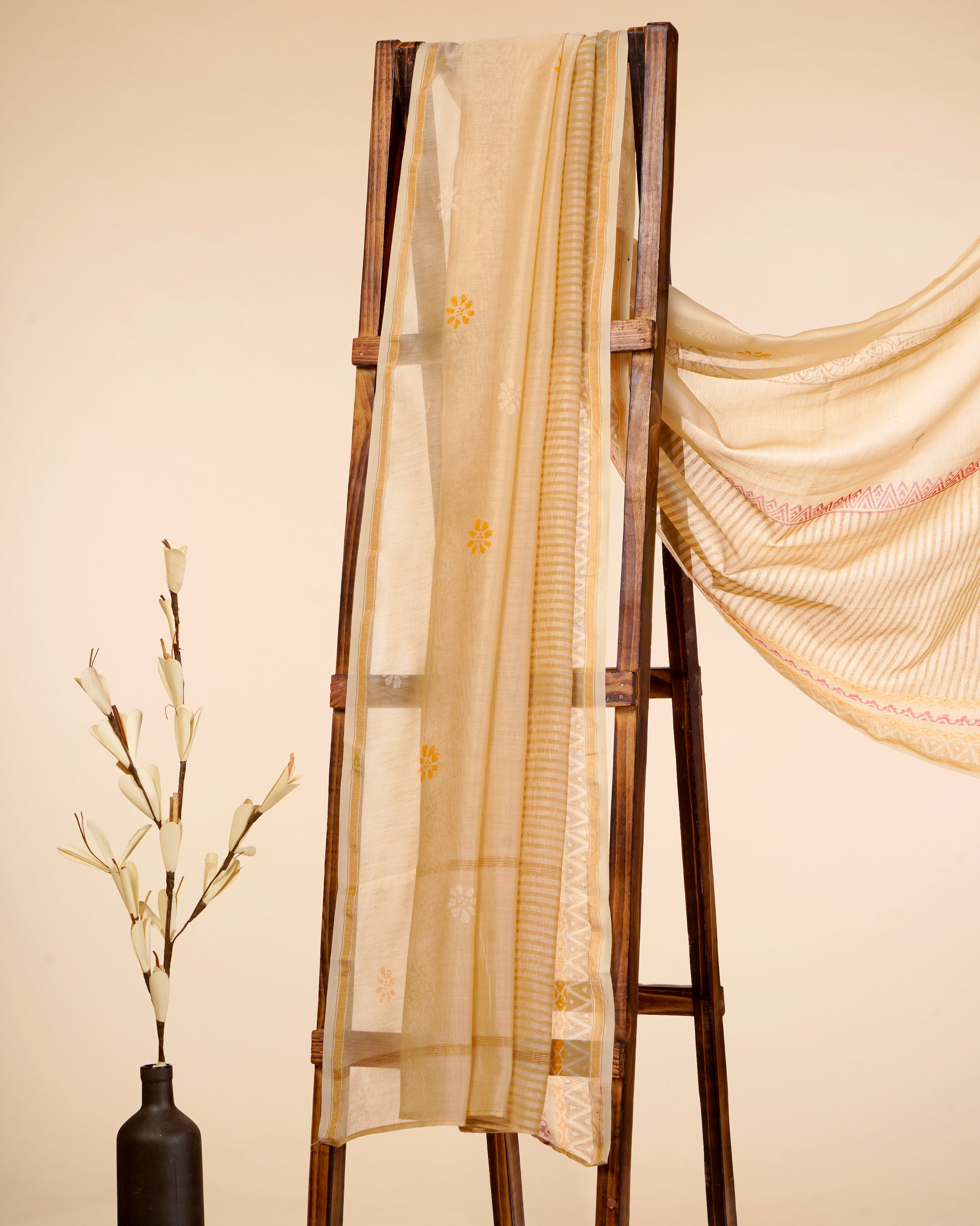Beige Color Printed Pure Chanderi Dupatta