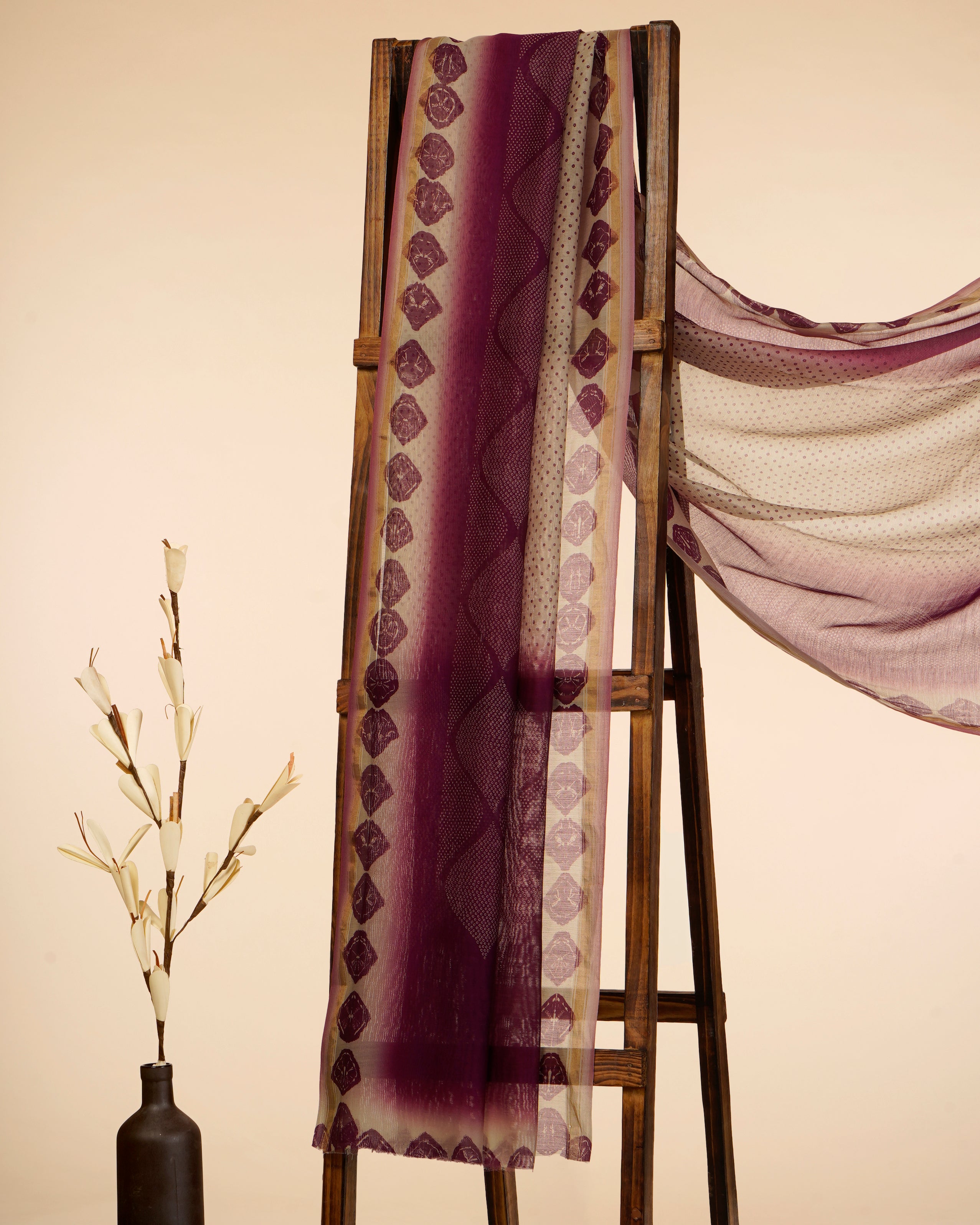 Purple Color Digital Printed Pure Chanderi Dupatta