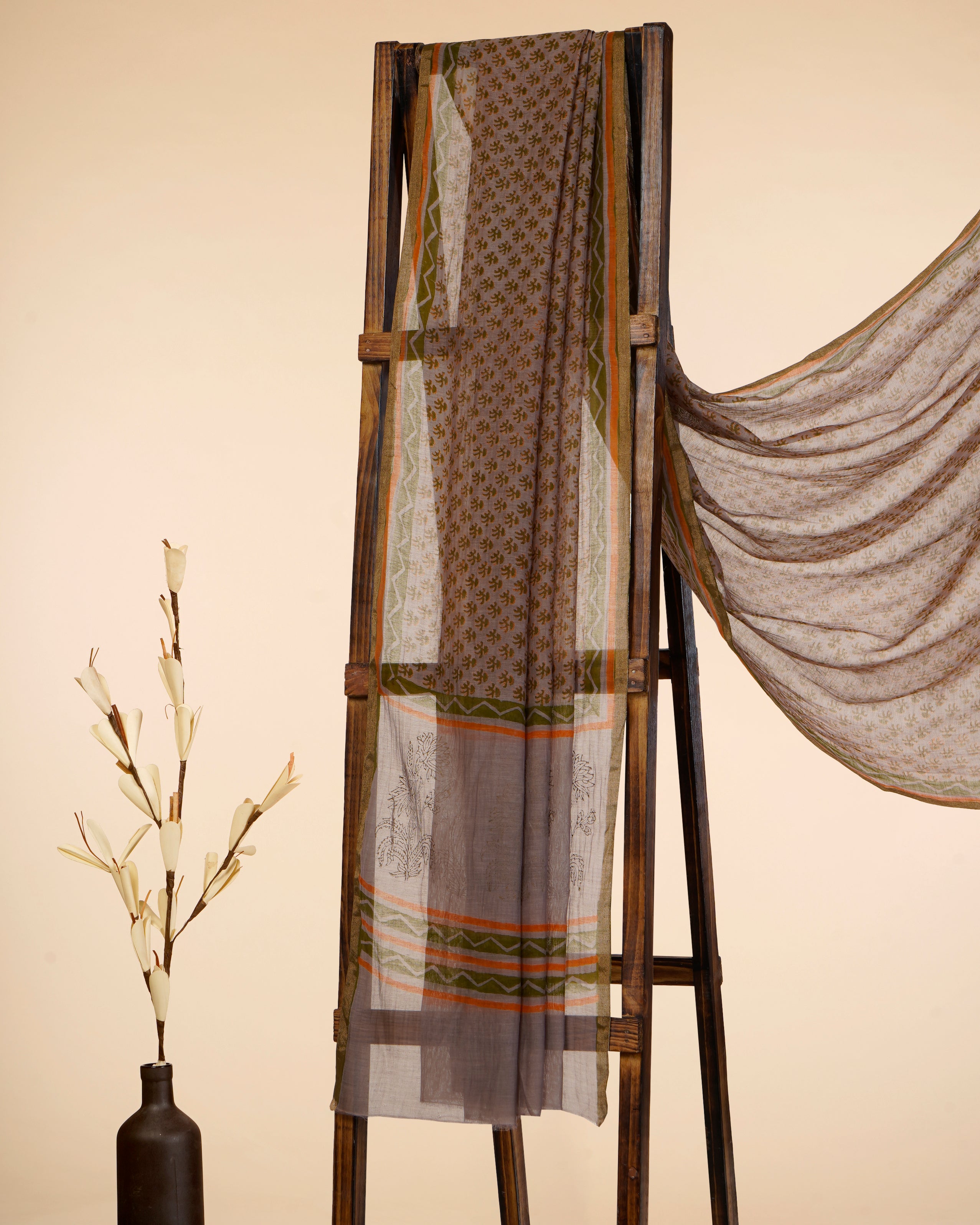 Multi Color Printed Pure Chanderi Dupatta