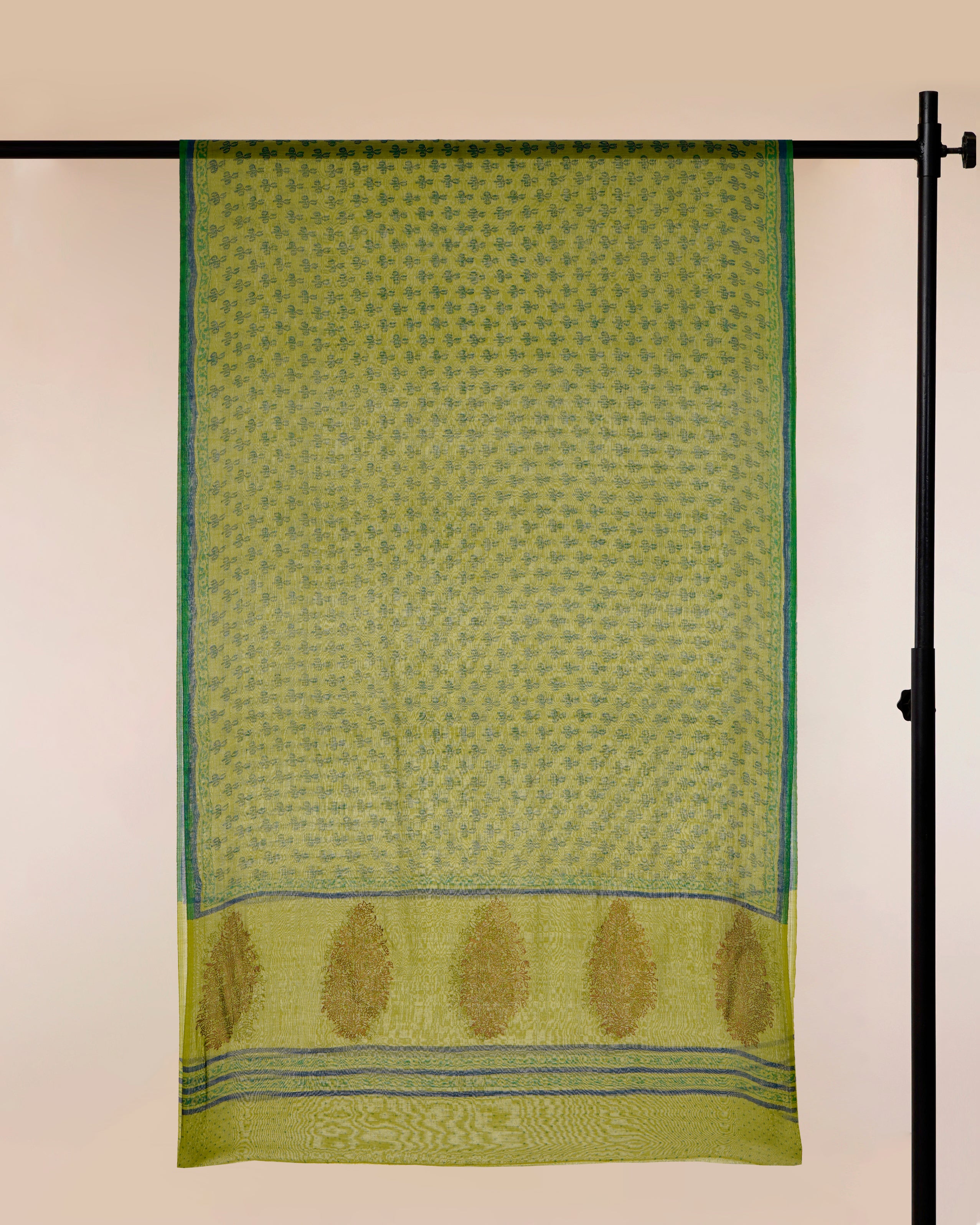 Green Color Printed Pure Chanderi Dupatta