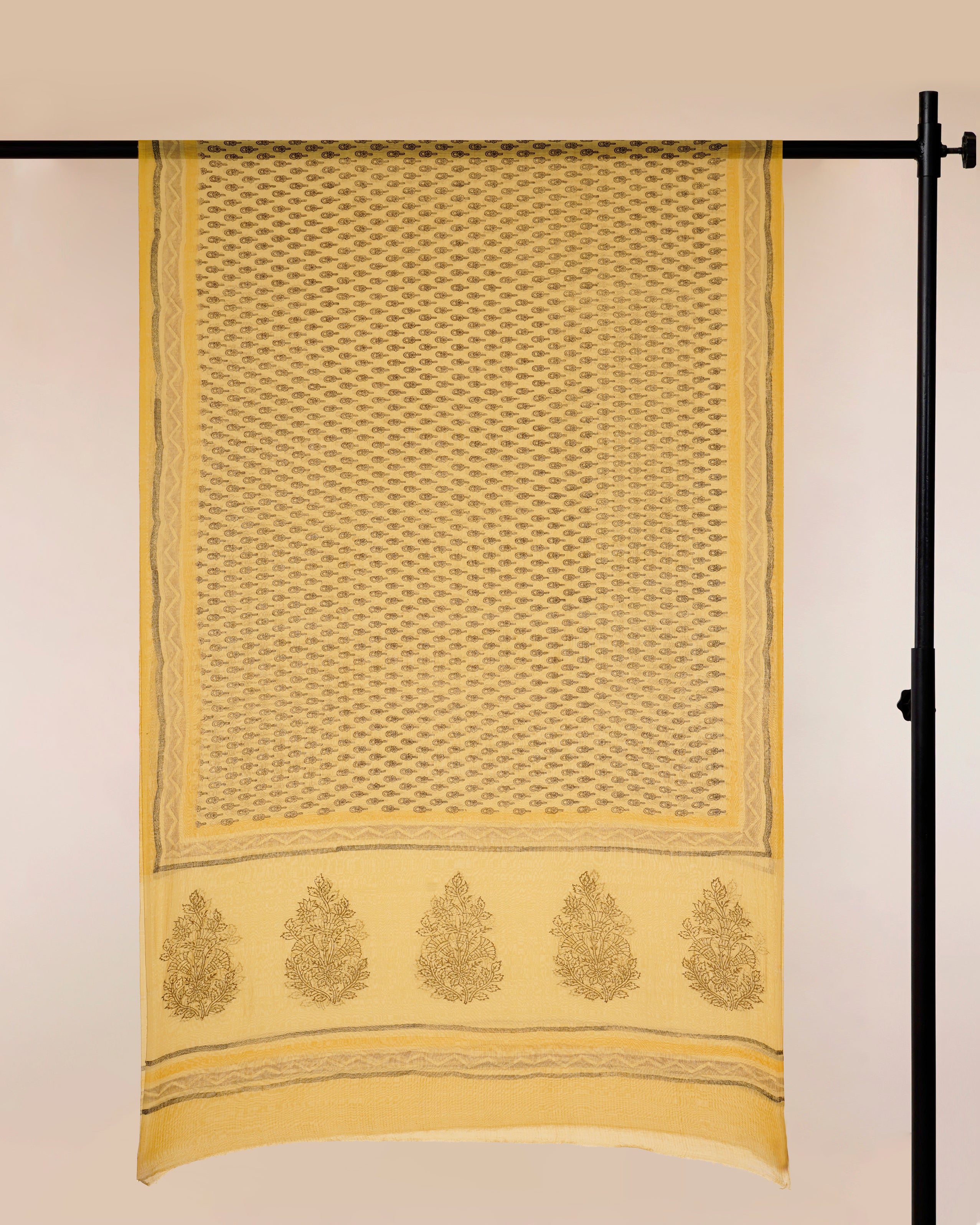 Yellow Color Printed Pure Chanderi Dupatta