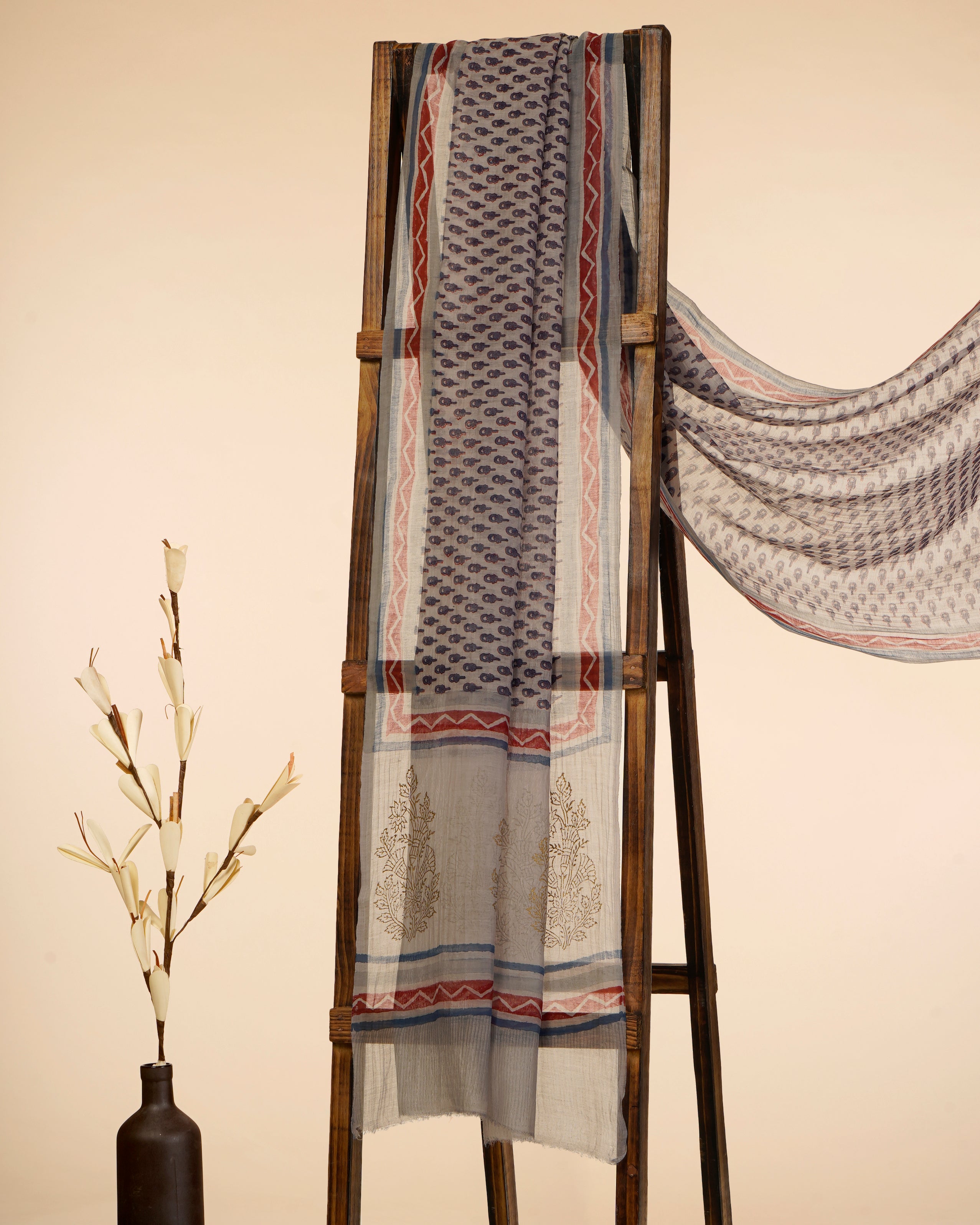 Multi Color Printed Pure Chanderi Dupatta