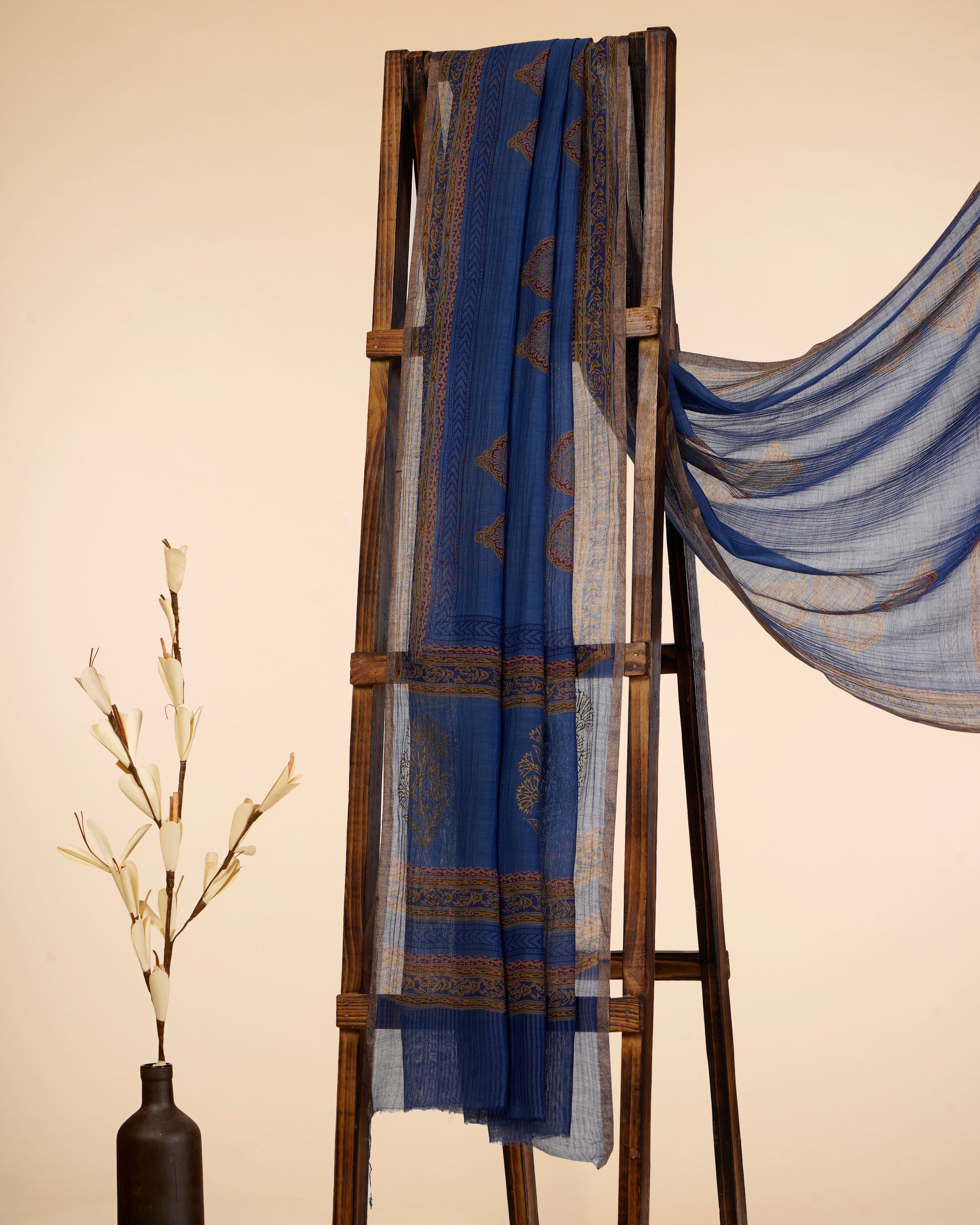 Blue Color Printed Chanderi Dupatta